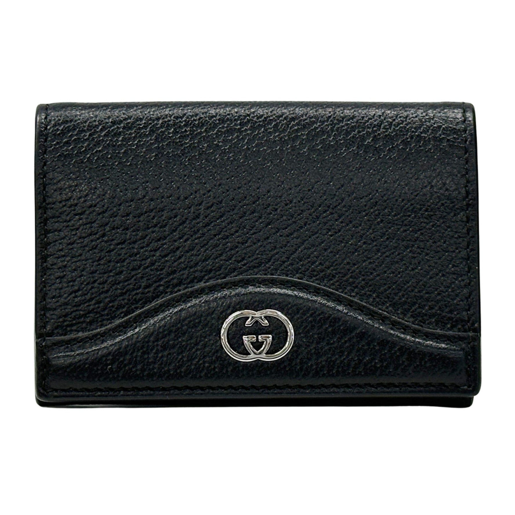 Gucci New Brit Leather Card Case in with Silver Hardware and GG Logo