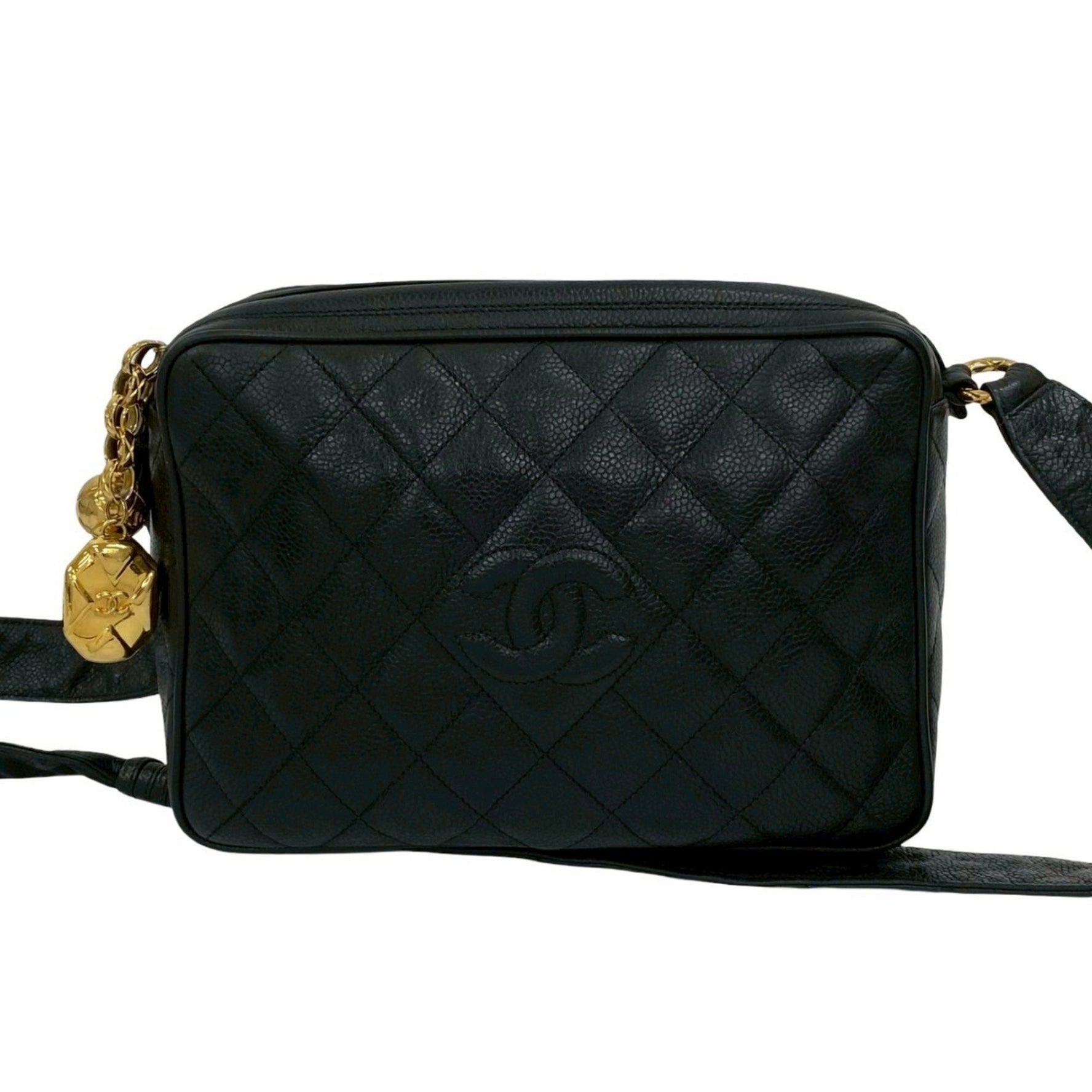 CHANEL Matelasse Coco Mark Caviar Leather Shoulder Bag Pochette