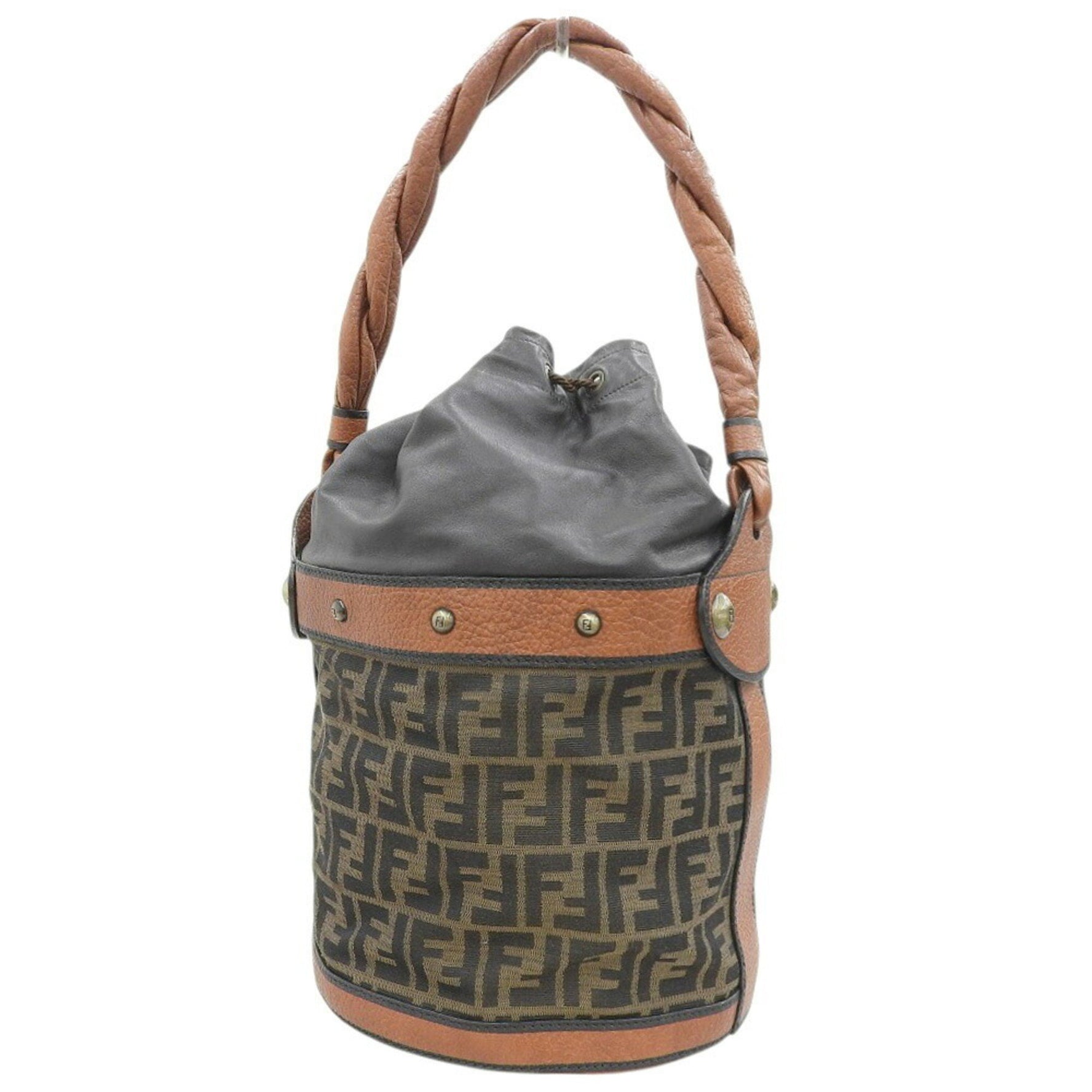 FENDI Zucca pattern bucket bag 2305 VJJ 069 Shoulder Canvas Leather Brown