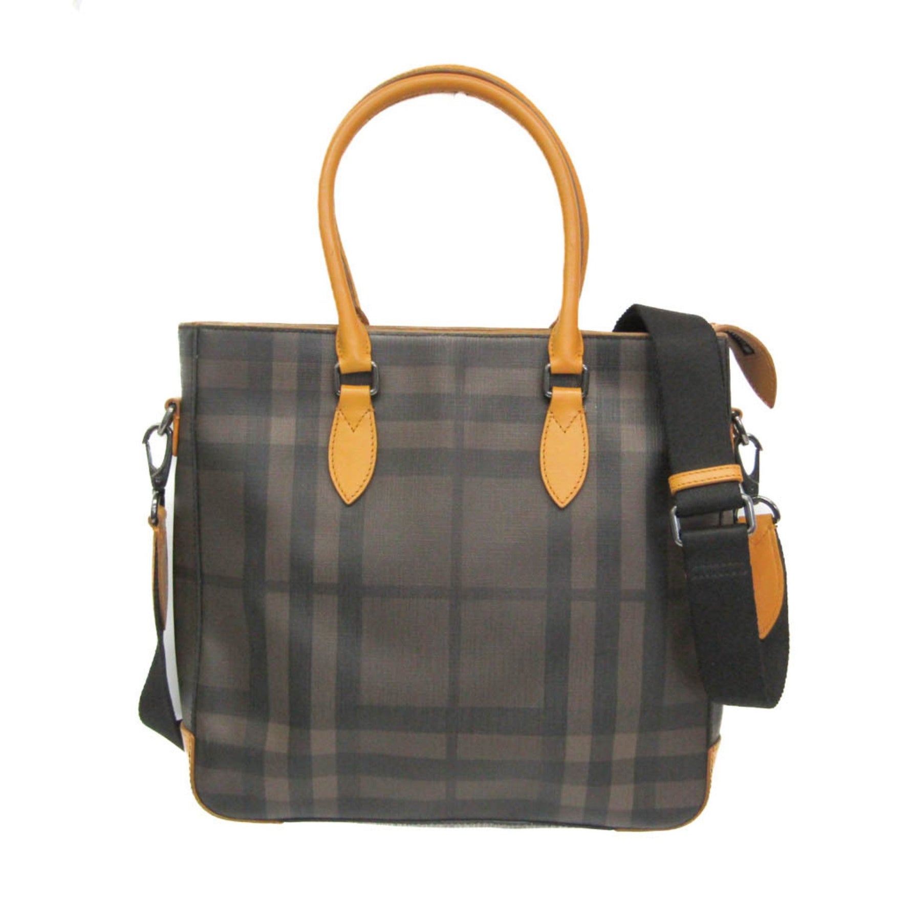 Burberry PVC,Leather Shoulder Bag,Tote Bag Dark Brown,Mustard