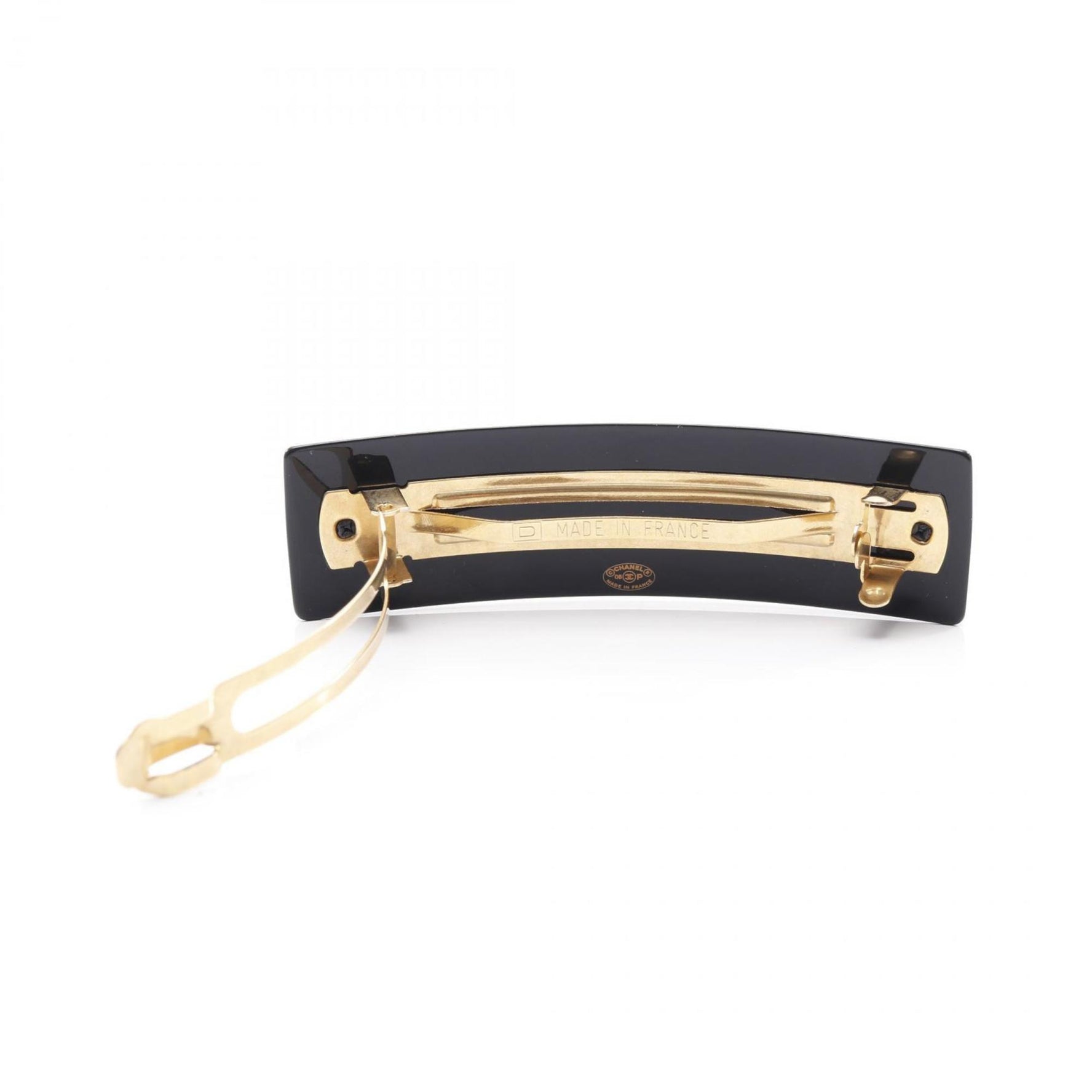 CHANEL Matelasse Coco Mark Barrette Accessory, Plastic, Black/White