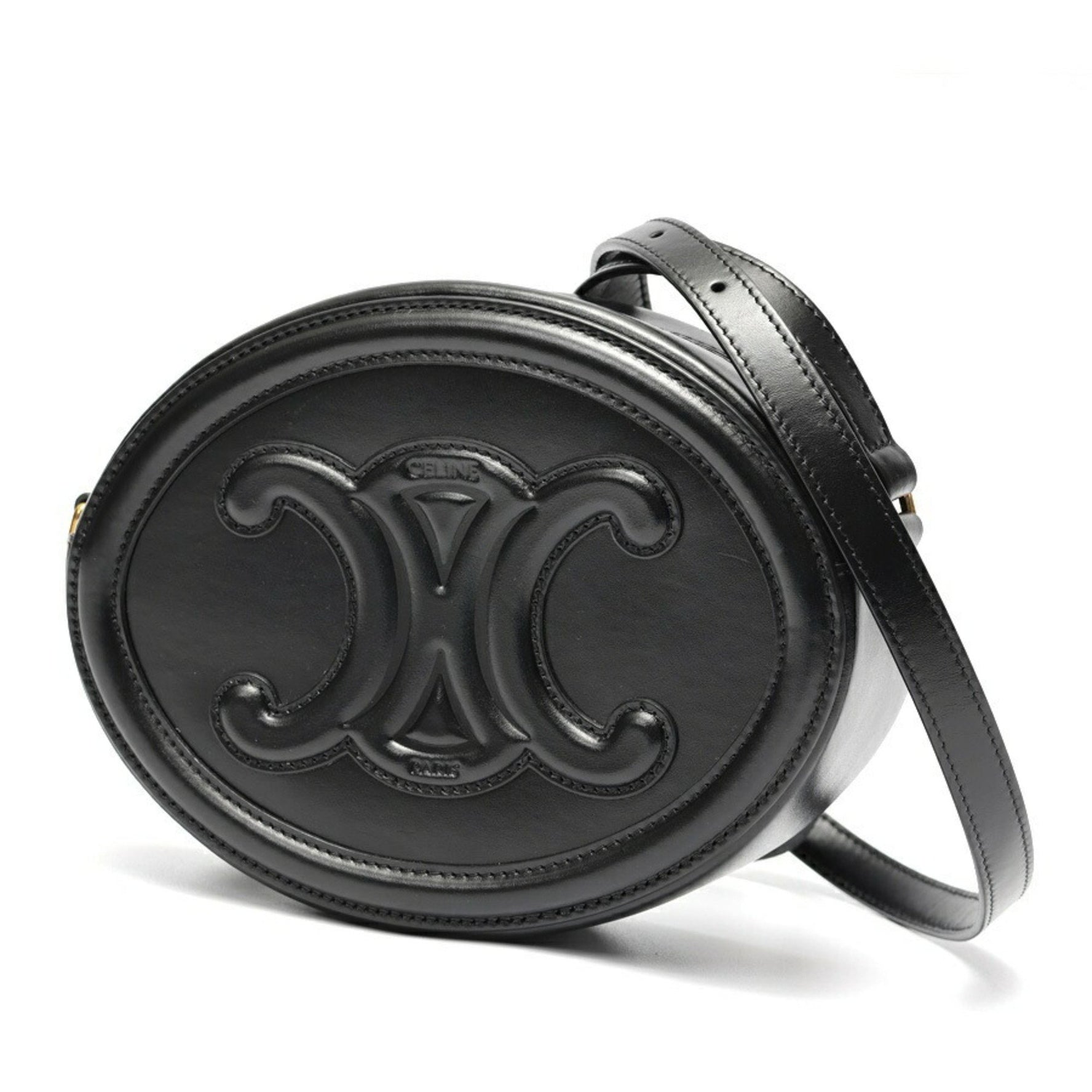 Celine Cuir Triomphe Oval Bag Shoulder Leather