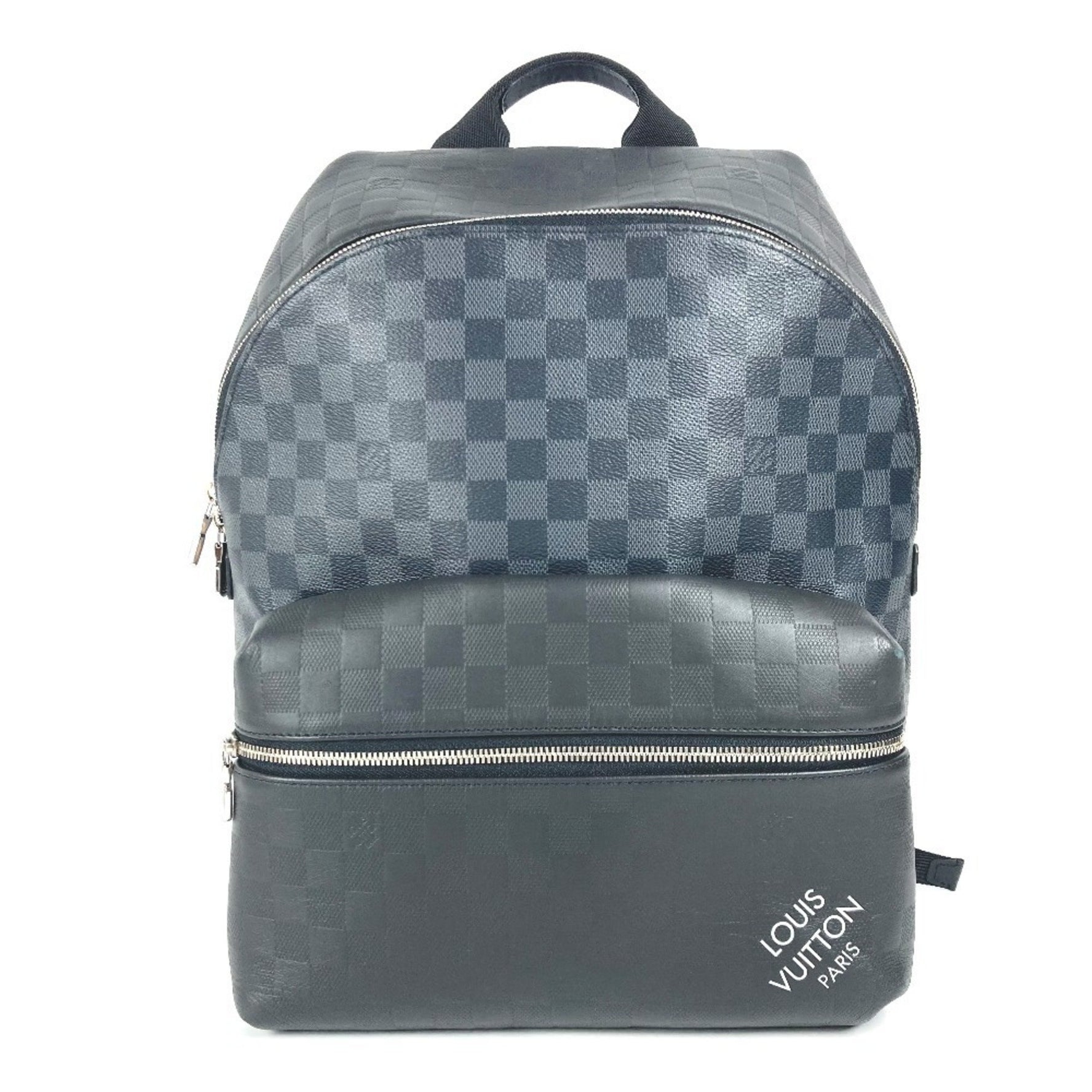 Louis Vuitton Damier Squared Discovery Backpack PM Bag Rucksack Infini Leather Graphite Canvas Men's Noir Black