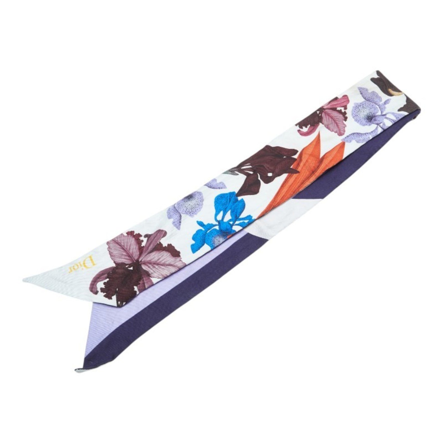Christian Dior Dior Floral Botanical Print Mitzah Scarf/Muffler in White and Multicolor Silk