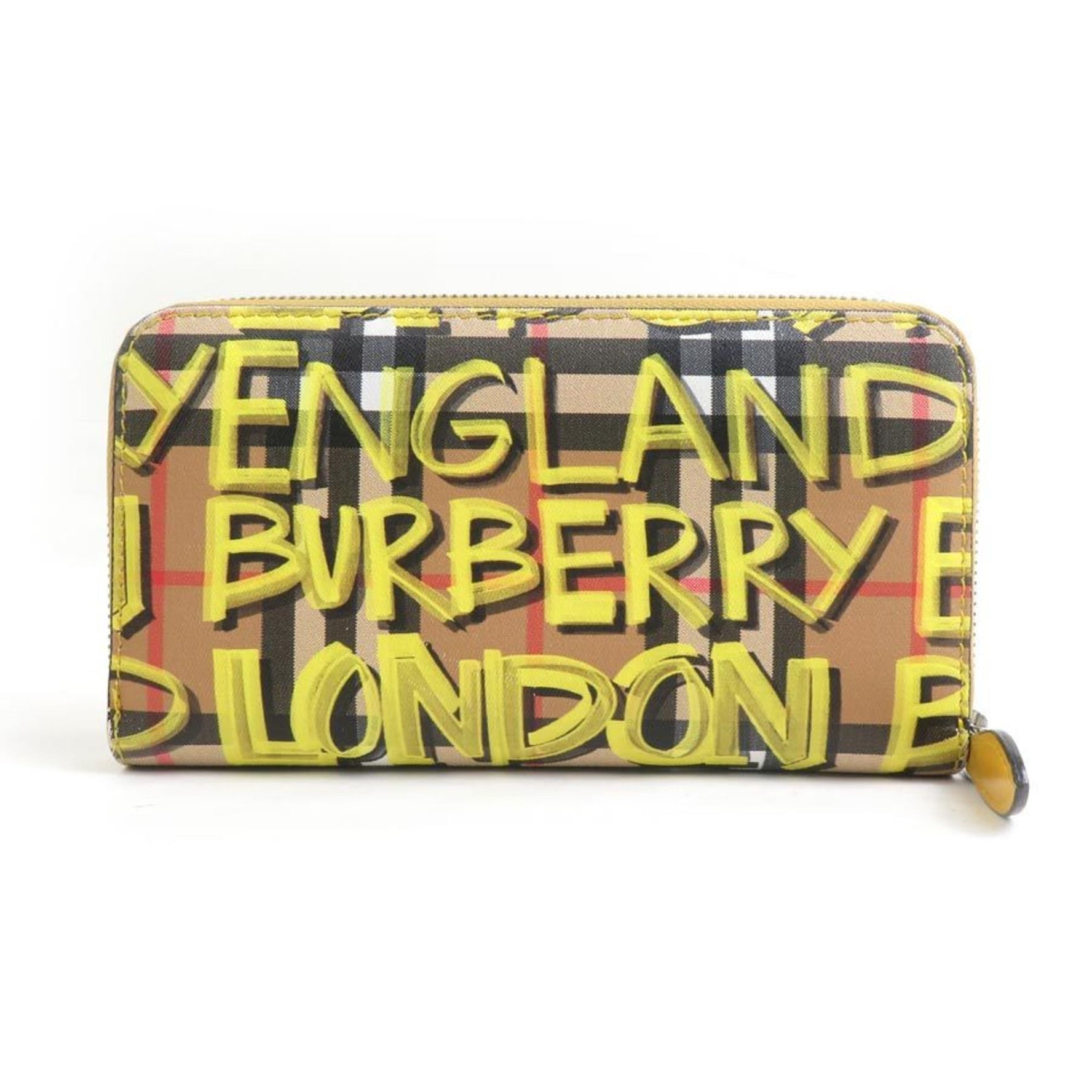 Burberry round long wallet in coated canvas, yellow and beige, women