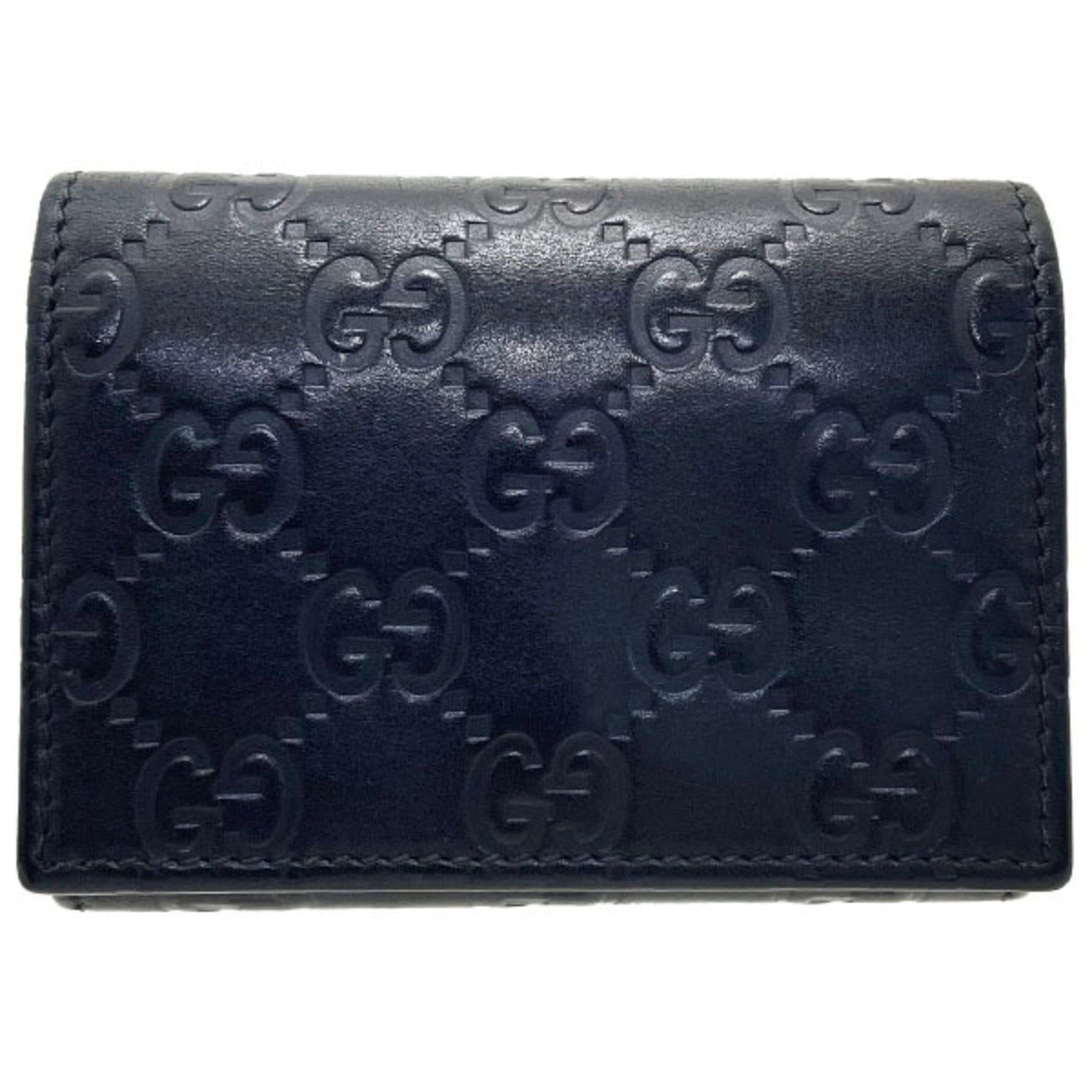 Gucci GG Shima Line Card Case, Black Leather, Business Holder, 120965, GUCCI GG, Guccissima MM-15694