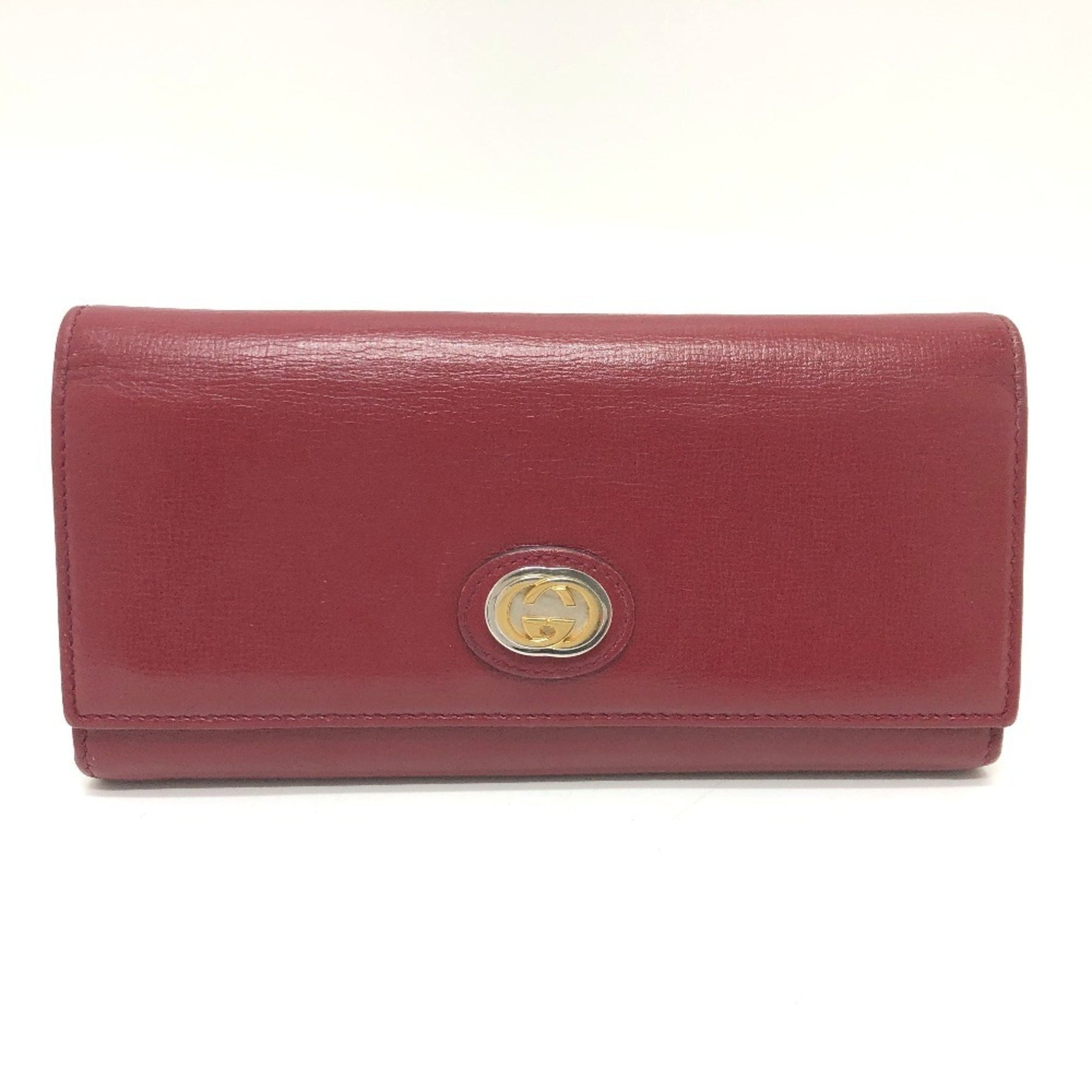 GUCCI Marina Interlocking G Long Wallet, Leather, Bifold Red