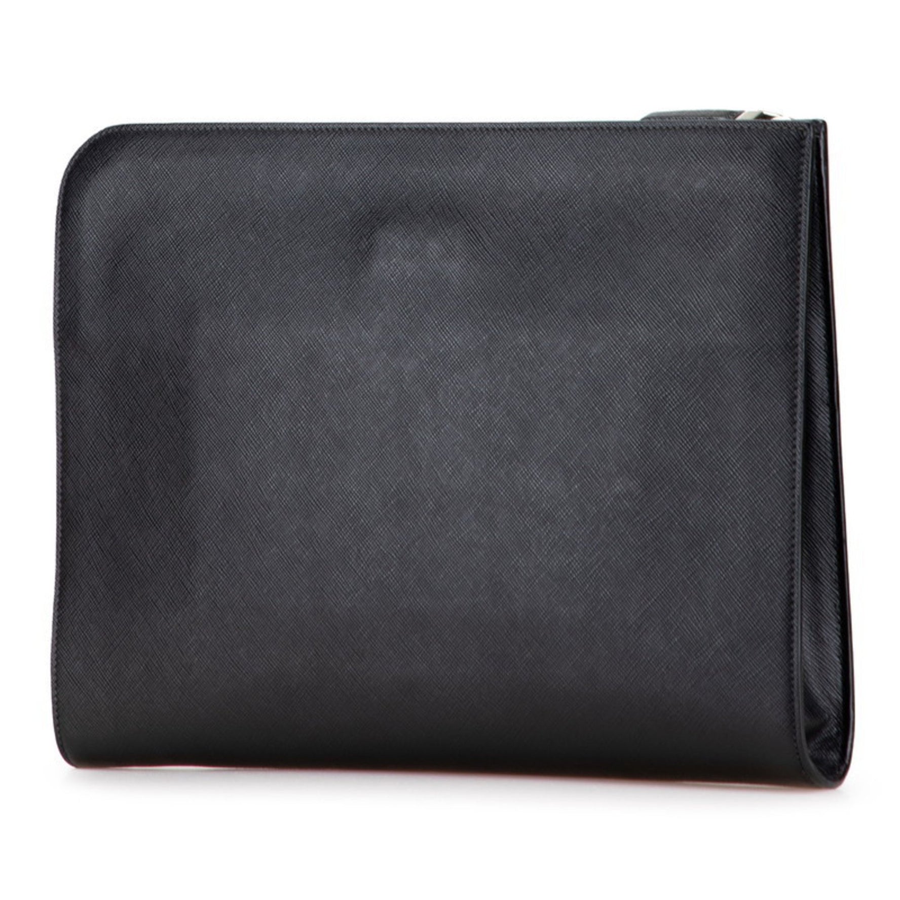 Prada Triangle Logo Plate Clutch Bag in Saffiano Leather