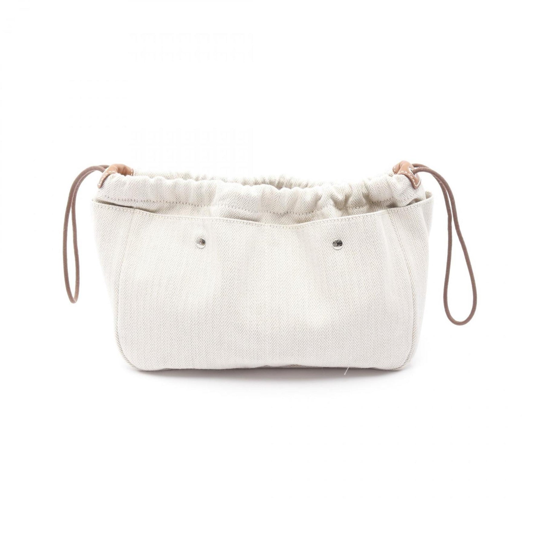 Hermes Hermès Fourbee 25 Natural Fauve Pouch Bag in Toile Chevron, Vau Barenia Beige and Brown