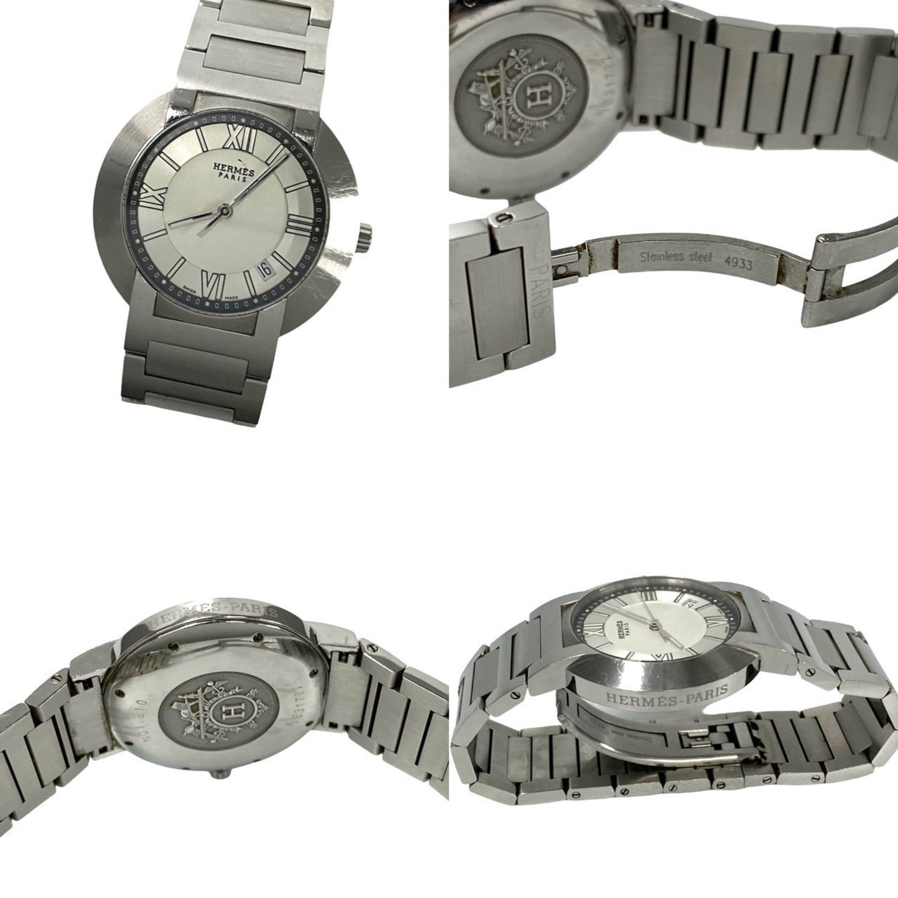 HERMES Nomade Stainless Steel Auto-Quartz Wristwatch, Men's Accessory, Silver/White,