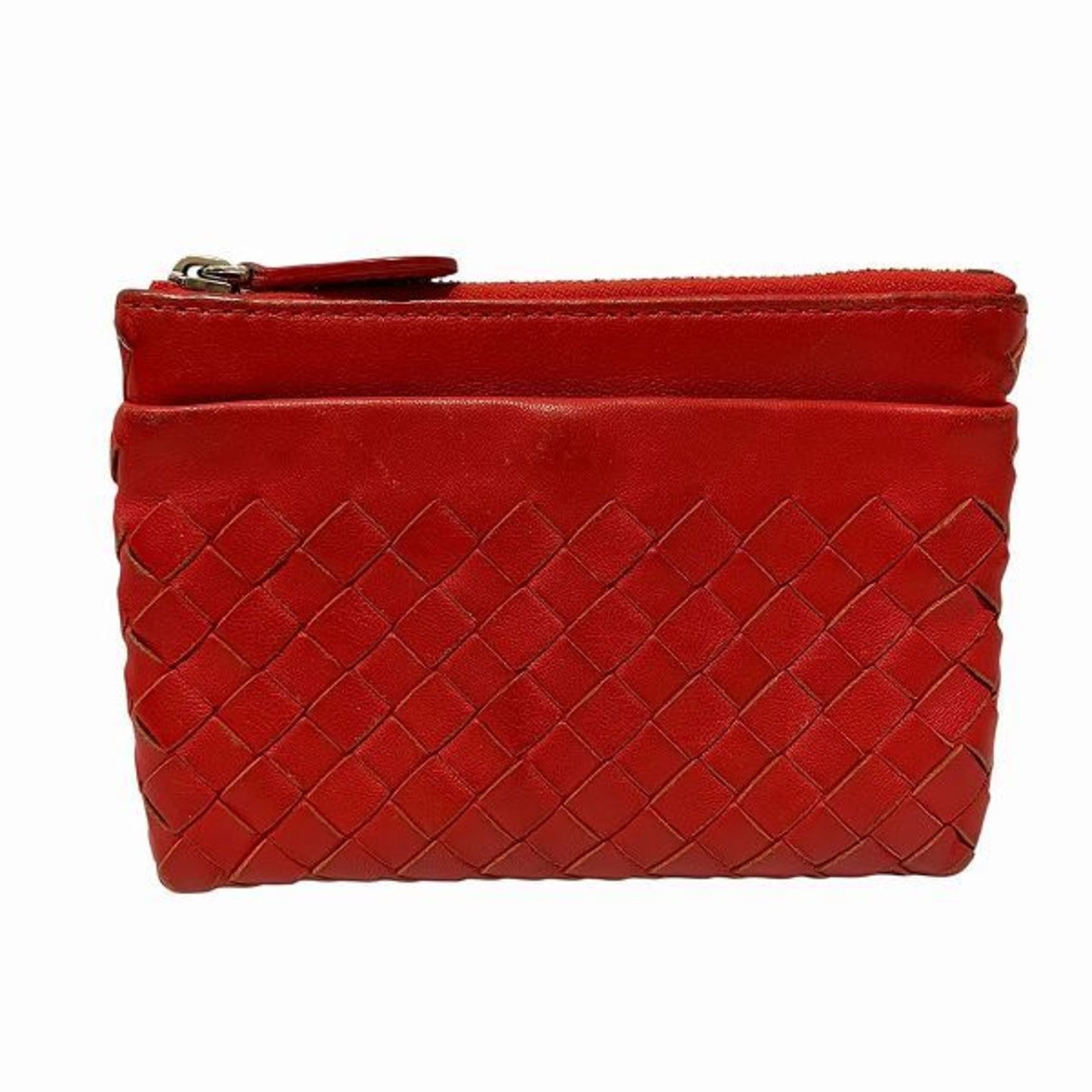 Bottega Veneta Intrecciato Red Wallet/Coin Case