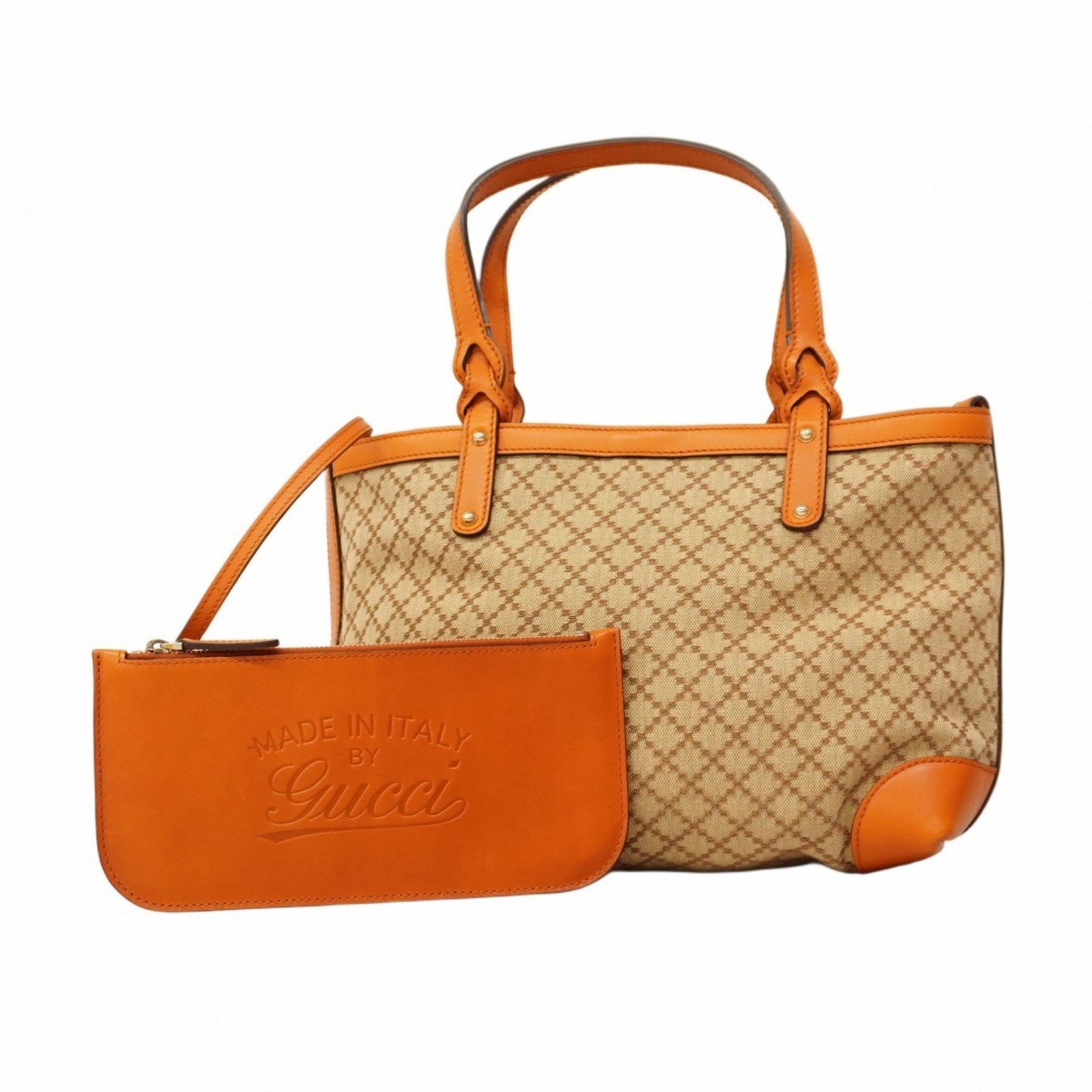 Gucci Diamante Tote Bag Canvas Beige Orange Champagne