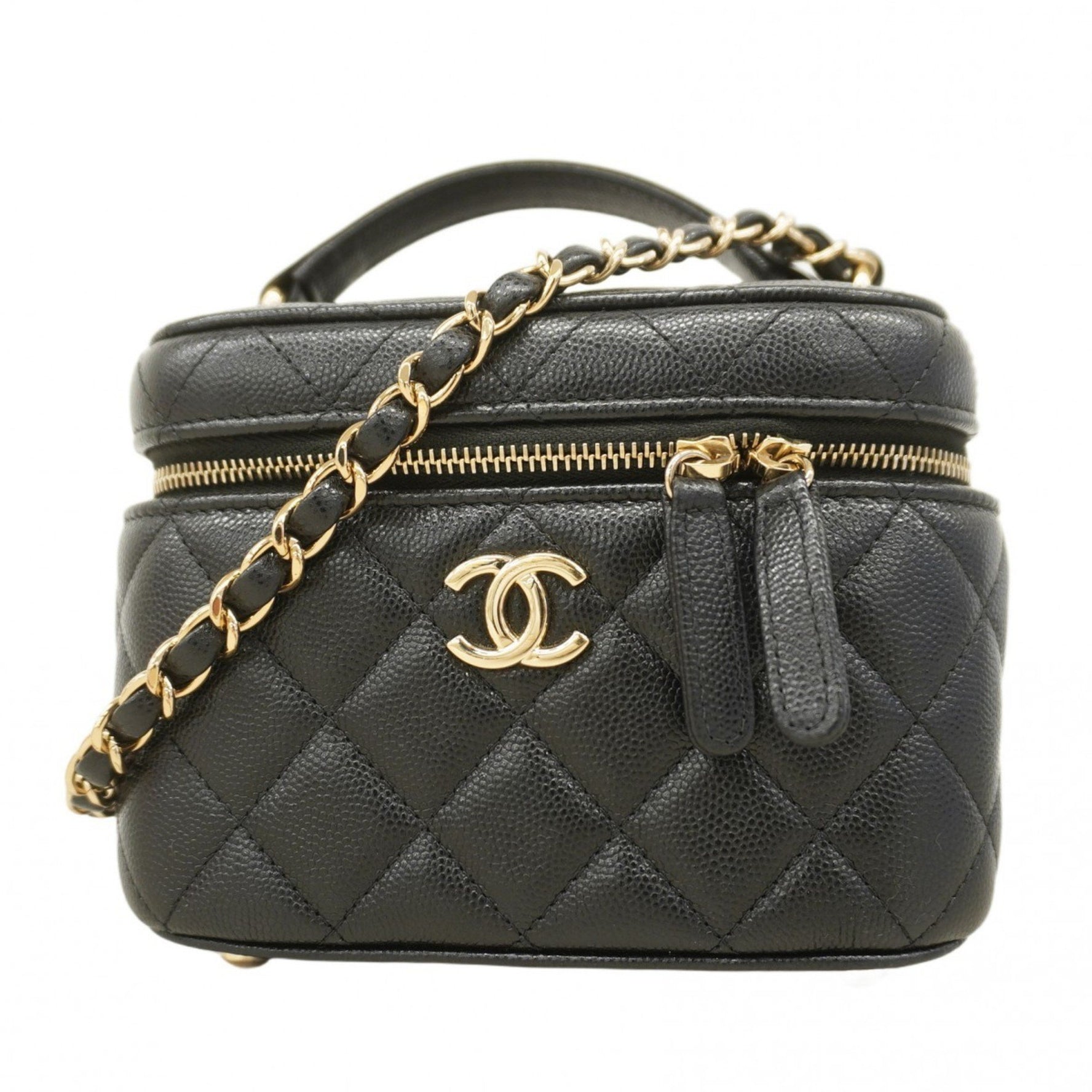 Chanel Matelasse Vanity Bag with Chain Shoulder Strap, Caviar Skin, Champagne