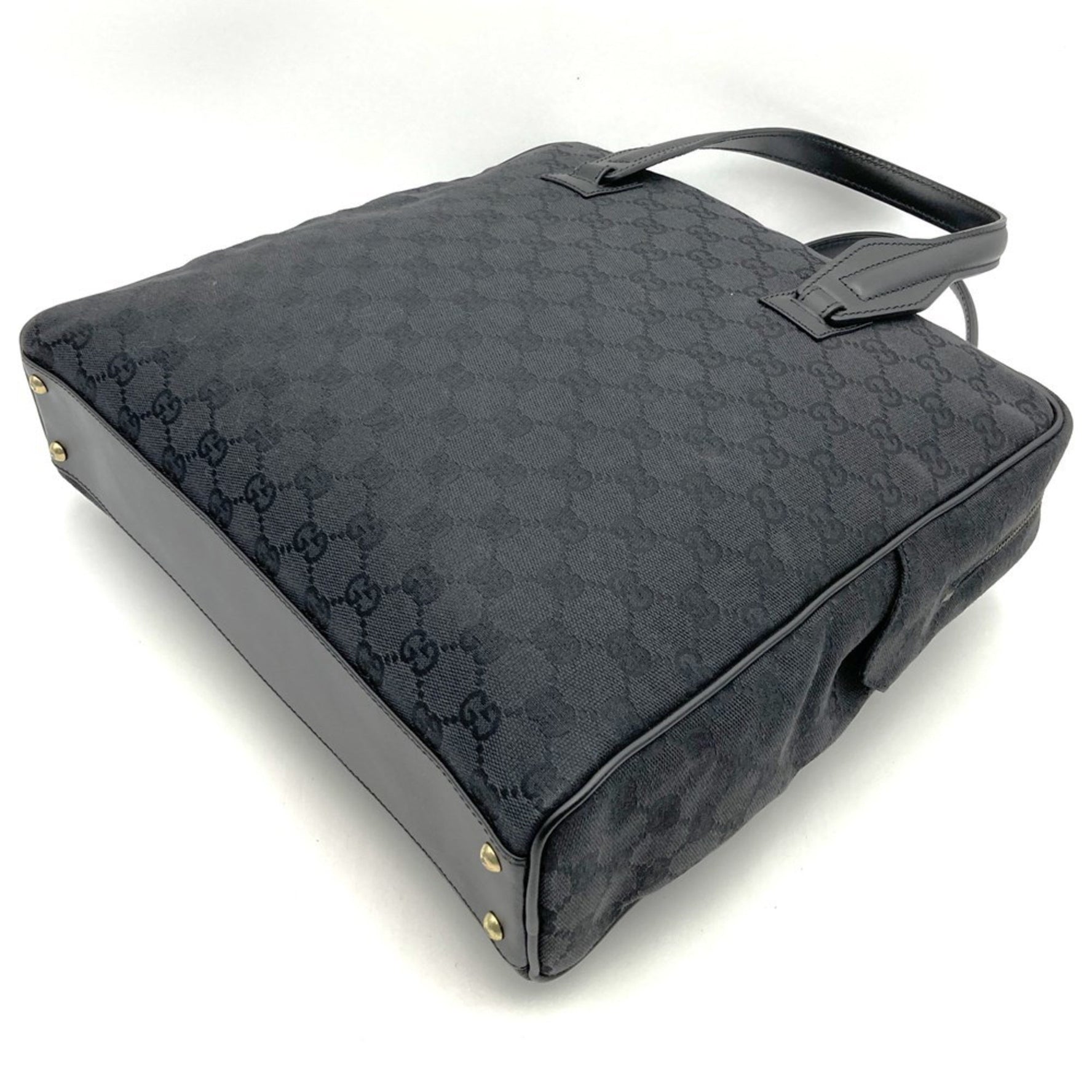 GUCCI 001013 Handbag Tote Bag GG Canvas Pattern Leather Used