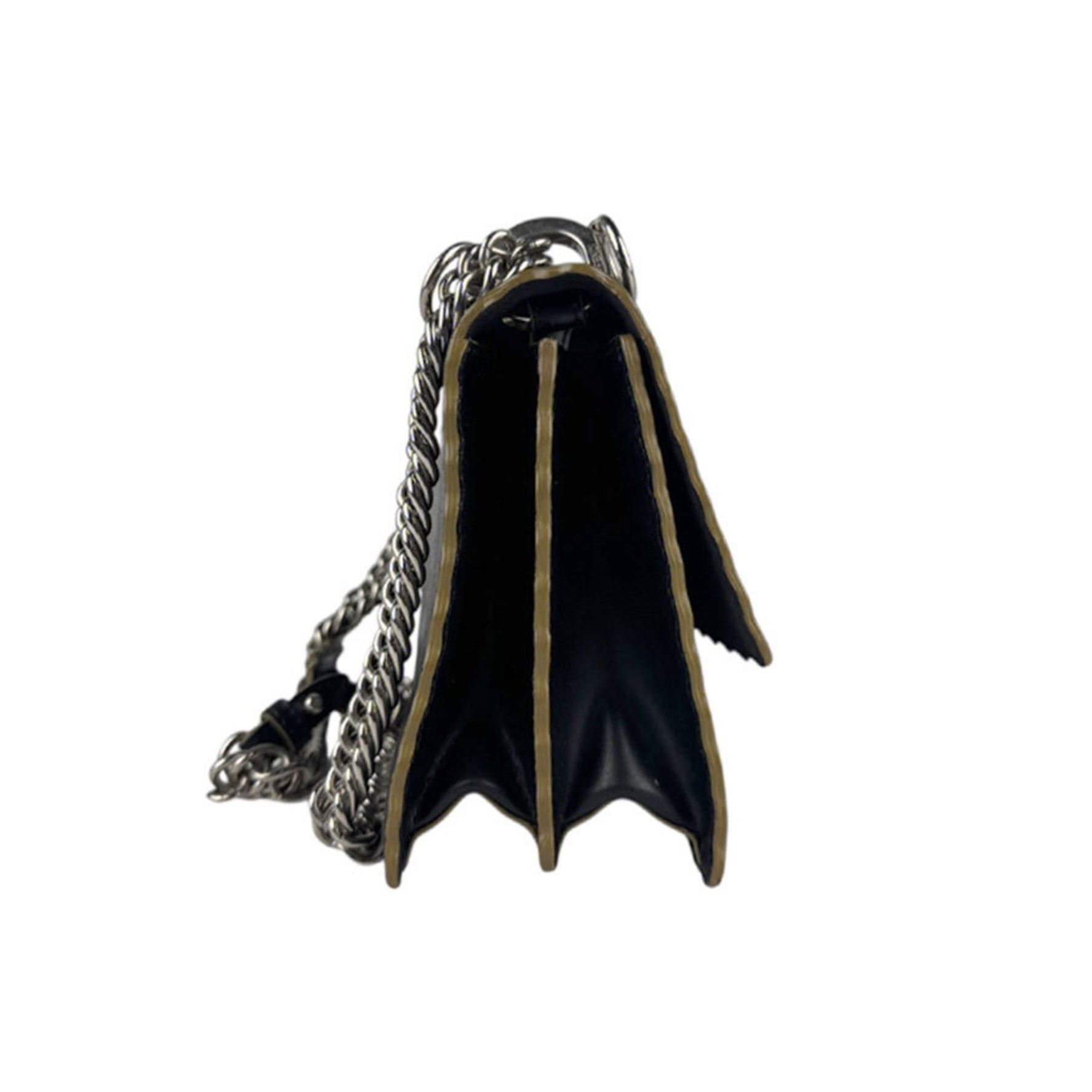 Fendi Canai Shoulder Bag in Leather, Metal, Black, and Silver