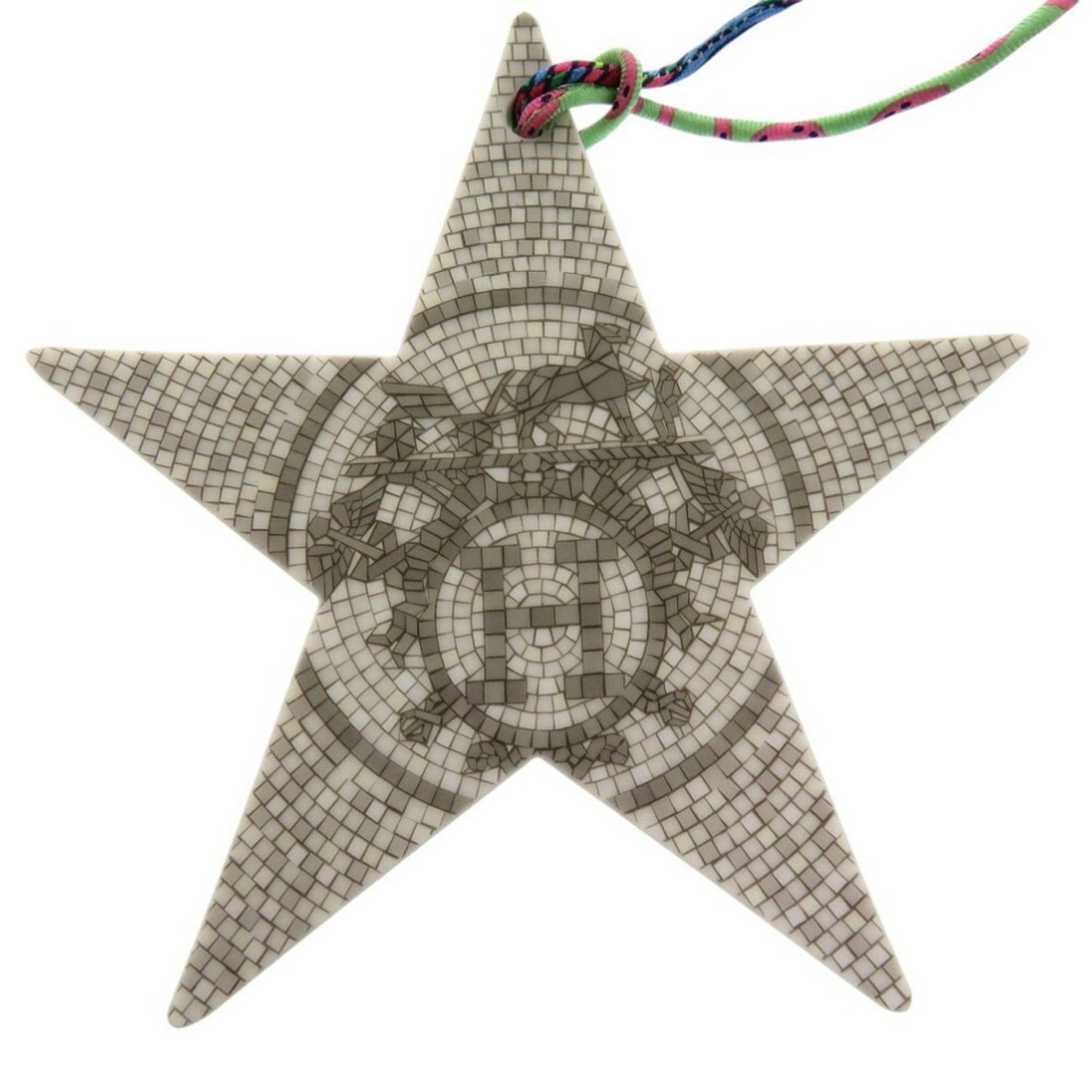 Hermes Bourg de Noel Petit H X'S Mosaic Tile Pattern Object Porcelain Grey 0272HERMES