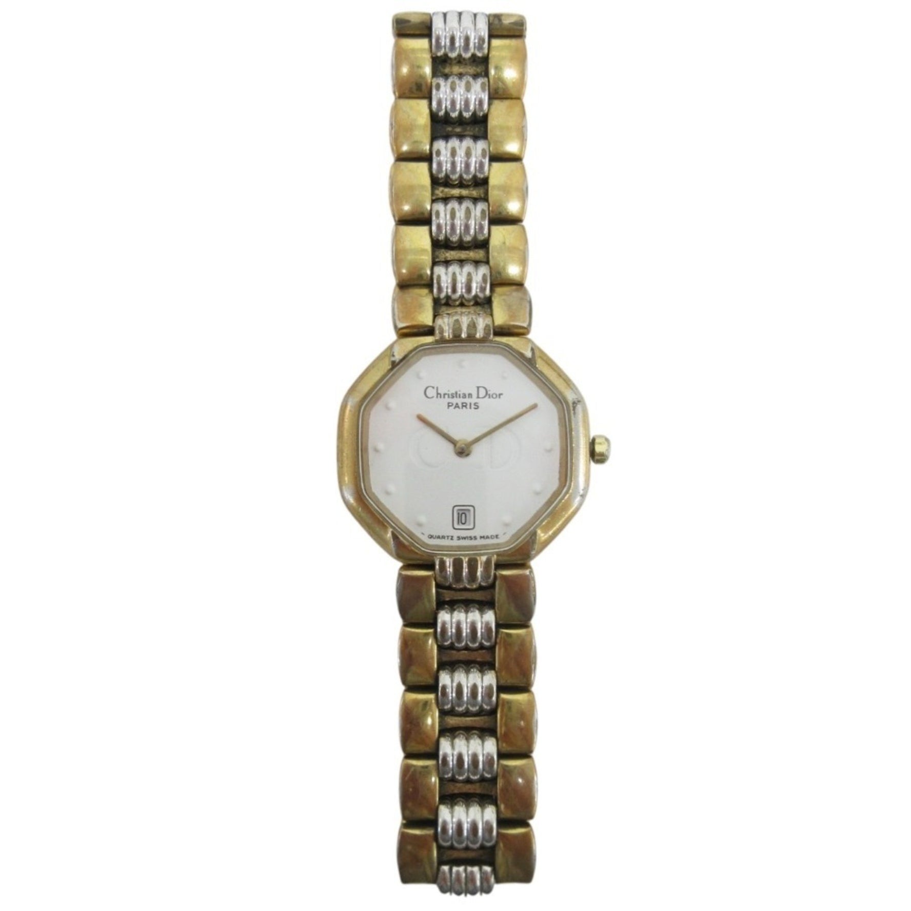 Christian Dior Octagon Quartz Analog Date Wristwatch Gold Color Women's