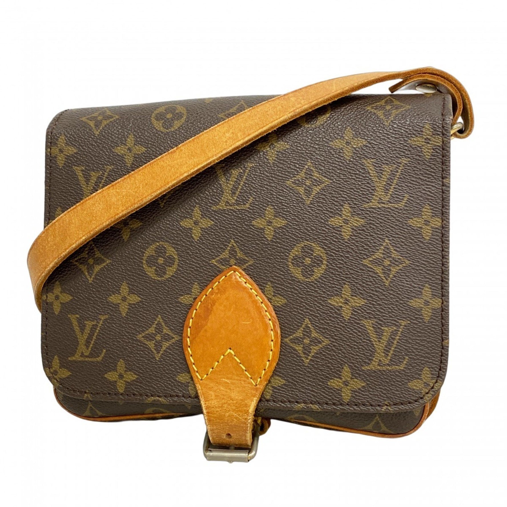 Louis Vuitton Monogram Cartouchiere MM Shoulder Bag M51253 Brown Women's