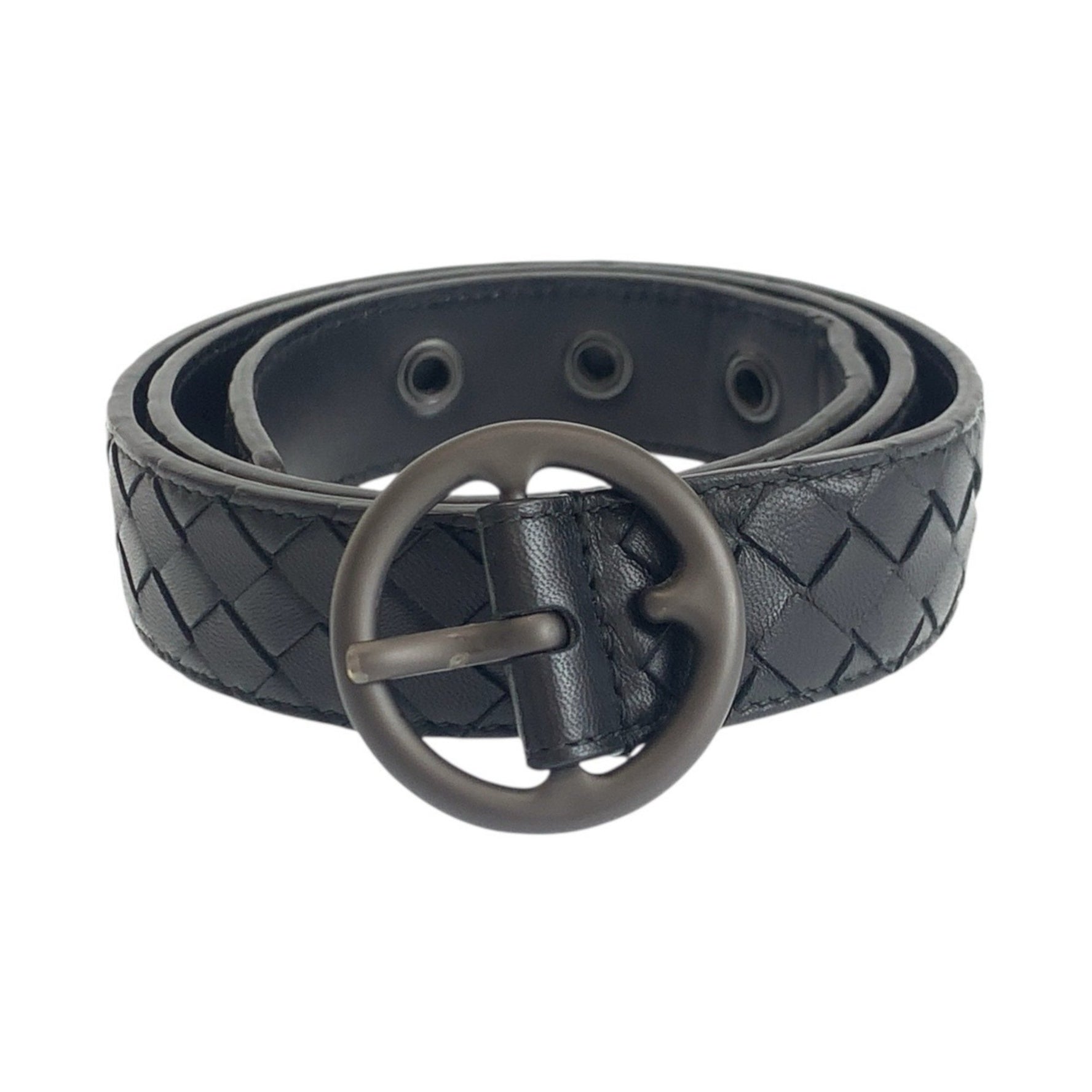 BOTTEGA VENETA Intrecciato Leather Belt with Hardware