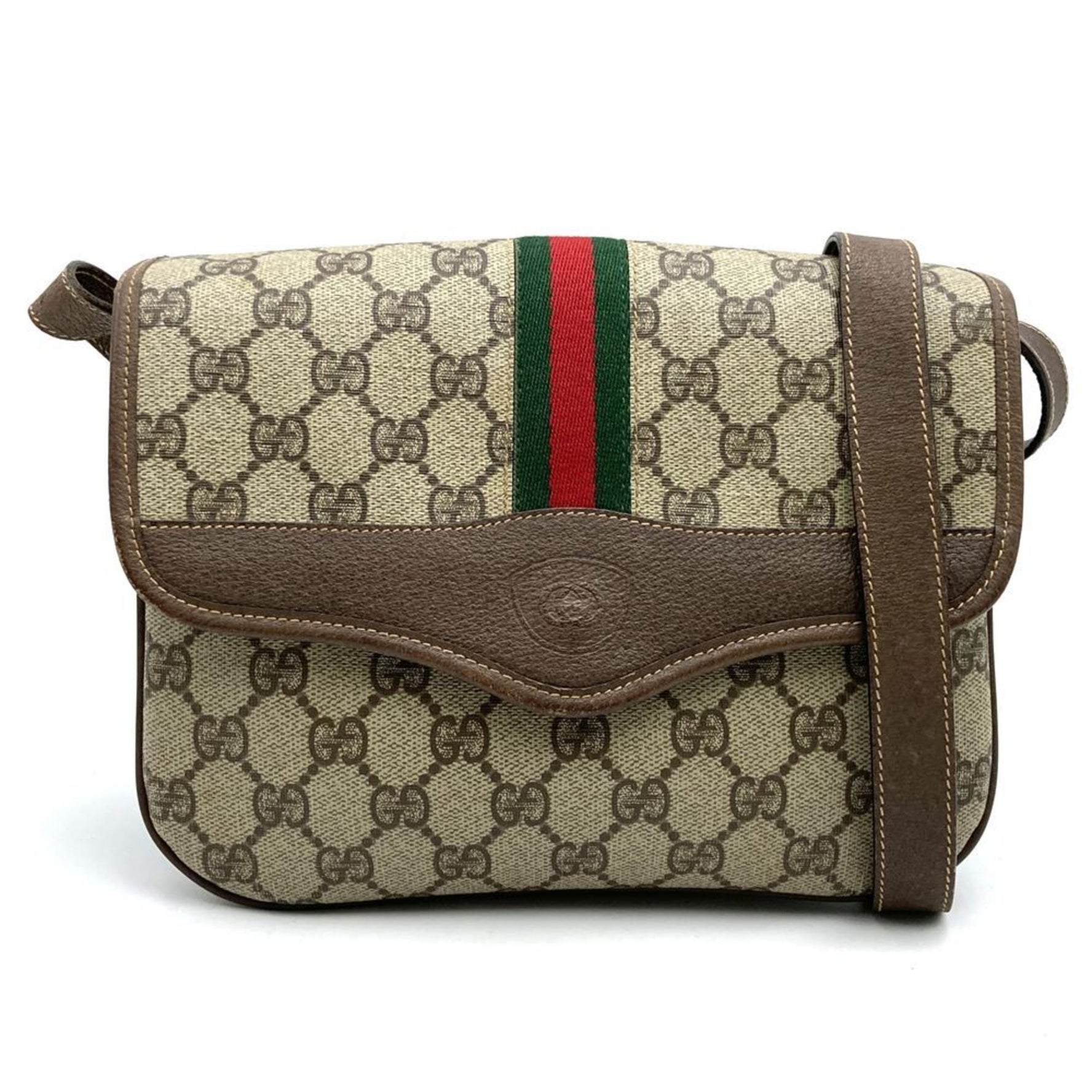 GUCCI 001, 116, 6862 Old Gucci Shoulder Bag GG Supreme Sherry Brown Beige Women's