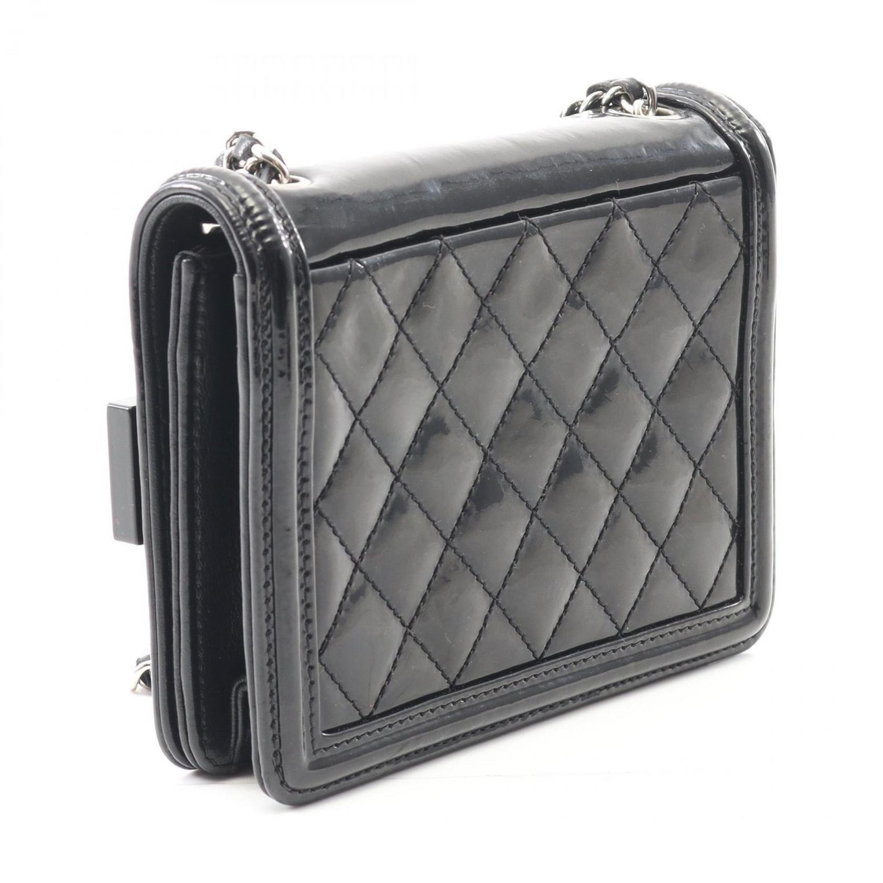 Chanel Lego Boy Coco Mark Shoulder Bag, Patent Leather and Plastic, Black Pink