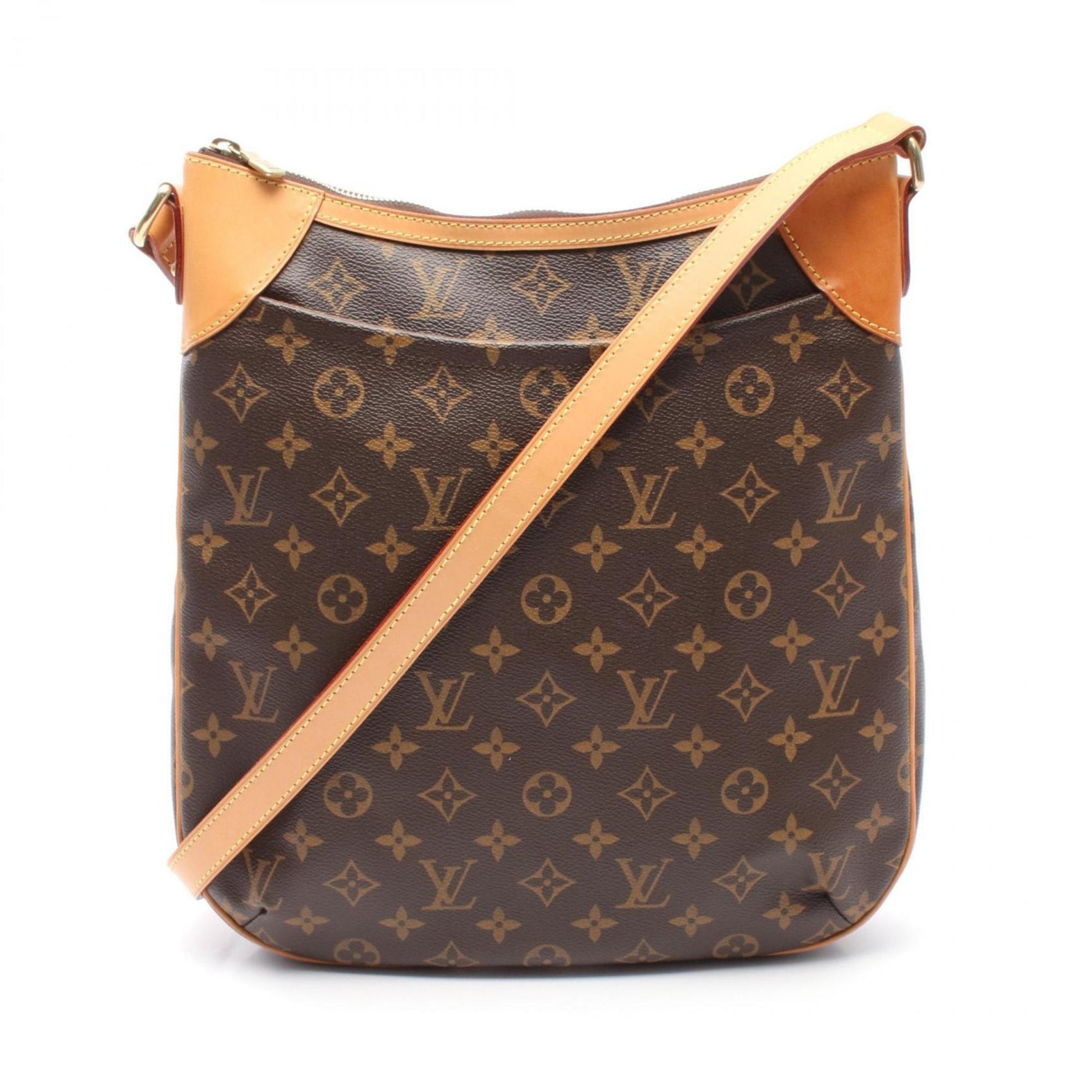Louis Vuitton Odeon MM Monogram Shoulder Bag Coated Canvas Leather Brown