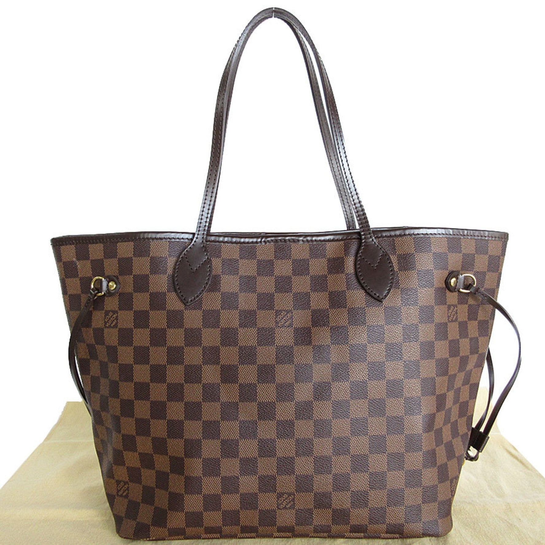 Louis Vuitton LOUIS VUITTON Tote Bag Damier Neverfull MM Leather Brown Gold Women's N41358 s0464a