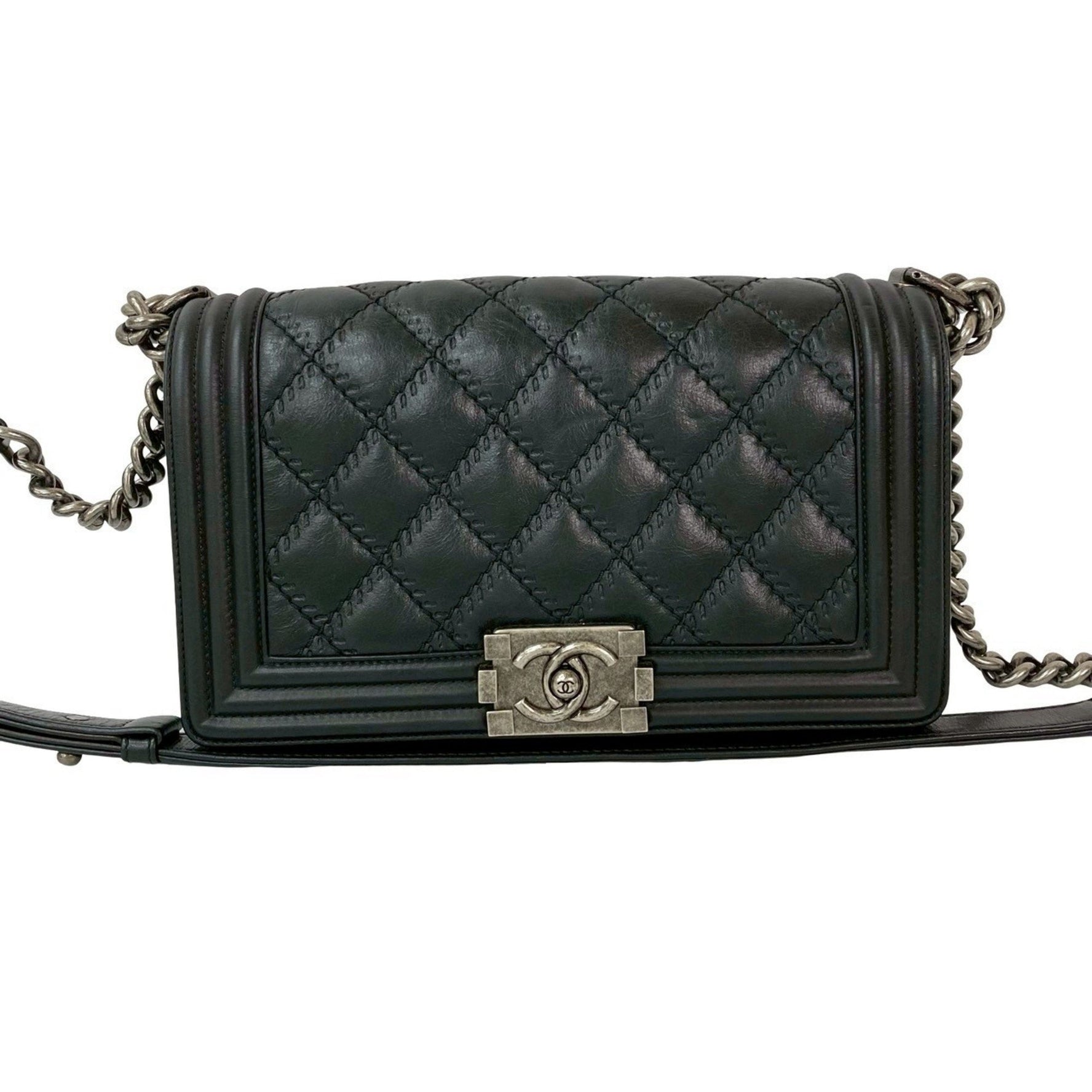 CHANEL Boy Coco Mark Leather Chain Shoulder Bag, Semi-Shoulder 513-5