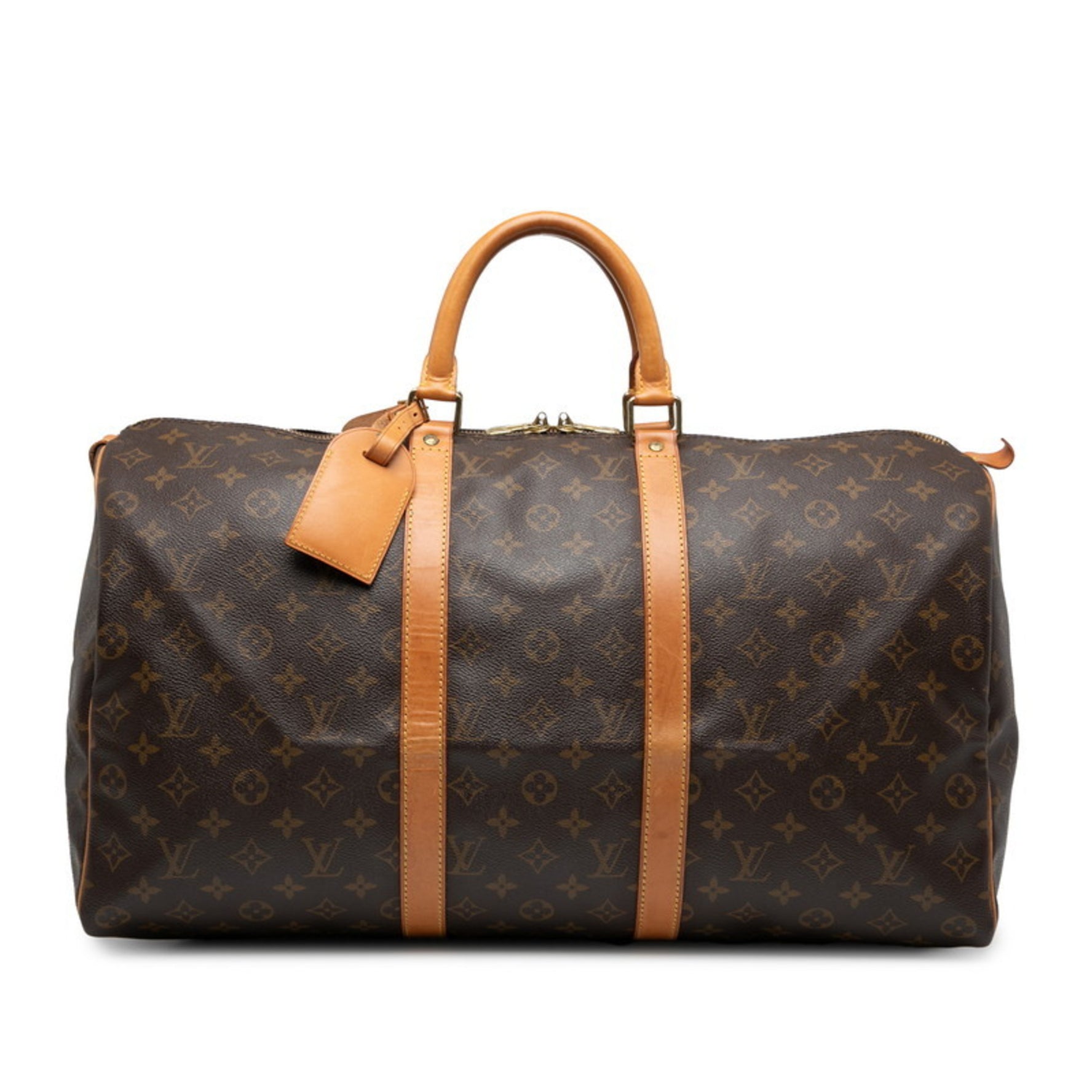 Louis Vuitton Monogram Keepall 50 Boston Bag Brown PVC Leather LOUIS VUITTON