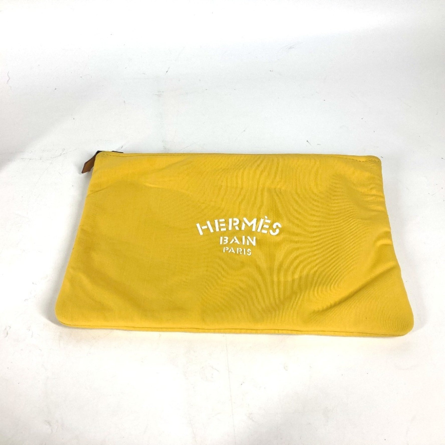 HERMES Neoban MM Pouch Bicolor Clutch Bag Polyamide Men's Women's Yellow