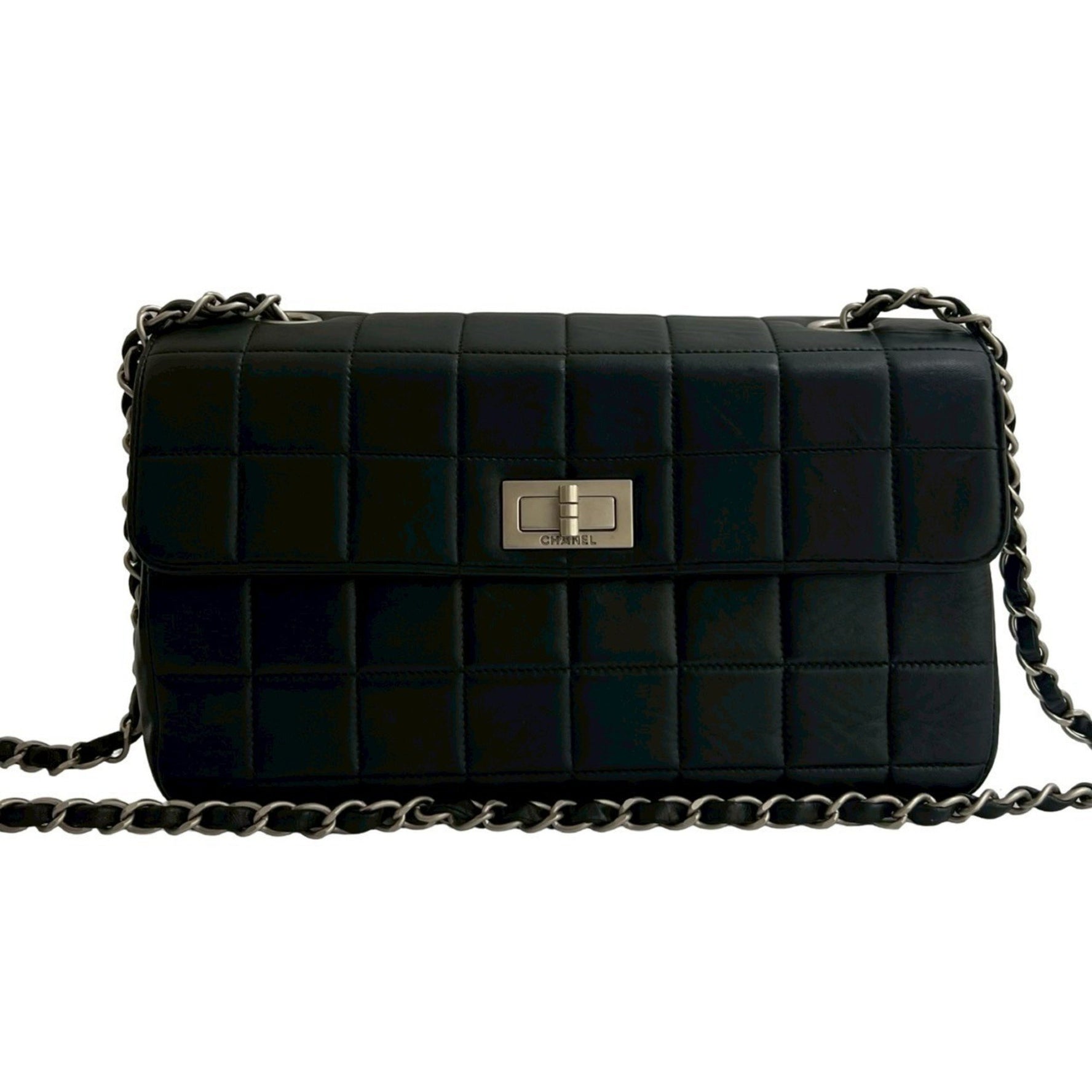 CHANEL Chocobar 2.55 Lambskin Leather Chain Shoulder Bag
