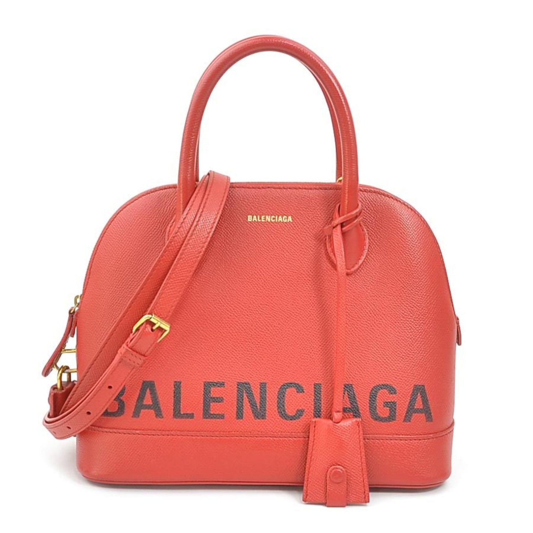 Balenciaga Ville Top Handle Leather Shoulder Bag in Red and Gold, Women's, e60634a