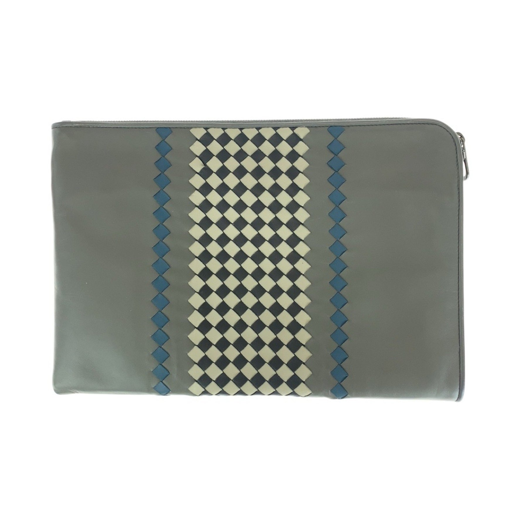 BOTTEGAVENETA Bottega Veneta Intrecciato Gunmetal Hardware Leather Clutch Bag Second Men's