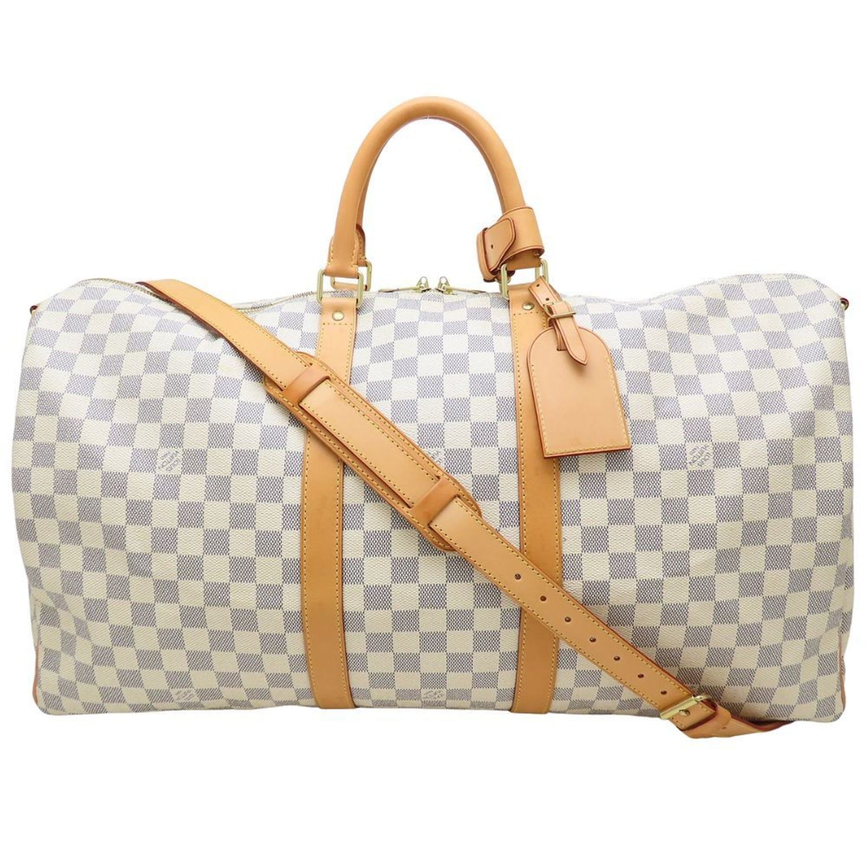 Louis Vuitton Damier Azur Keepall Bandouliere 55 Boston Bag