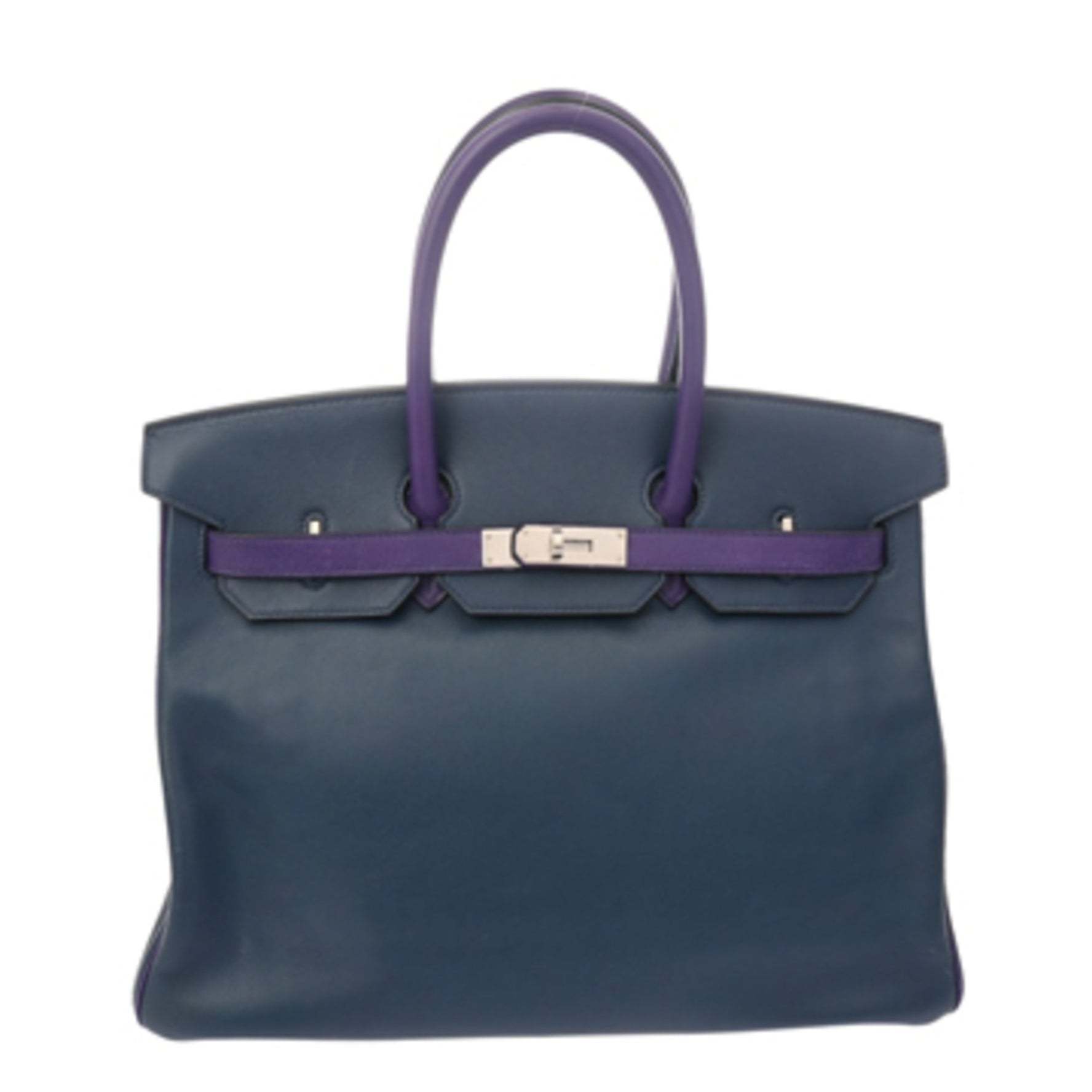 HERMES Hermes Birkin 35 Personal Order Iris/Blue Indigo □P Engraved (around 2012) Unisex Swift Handbag