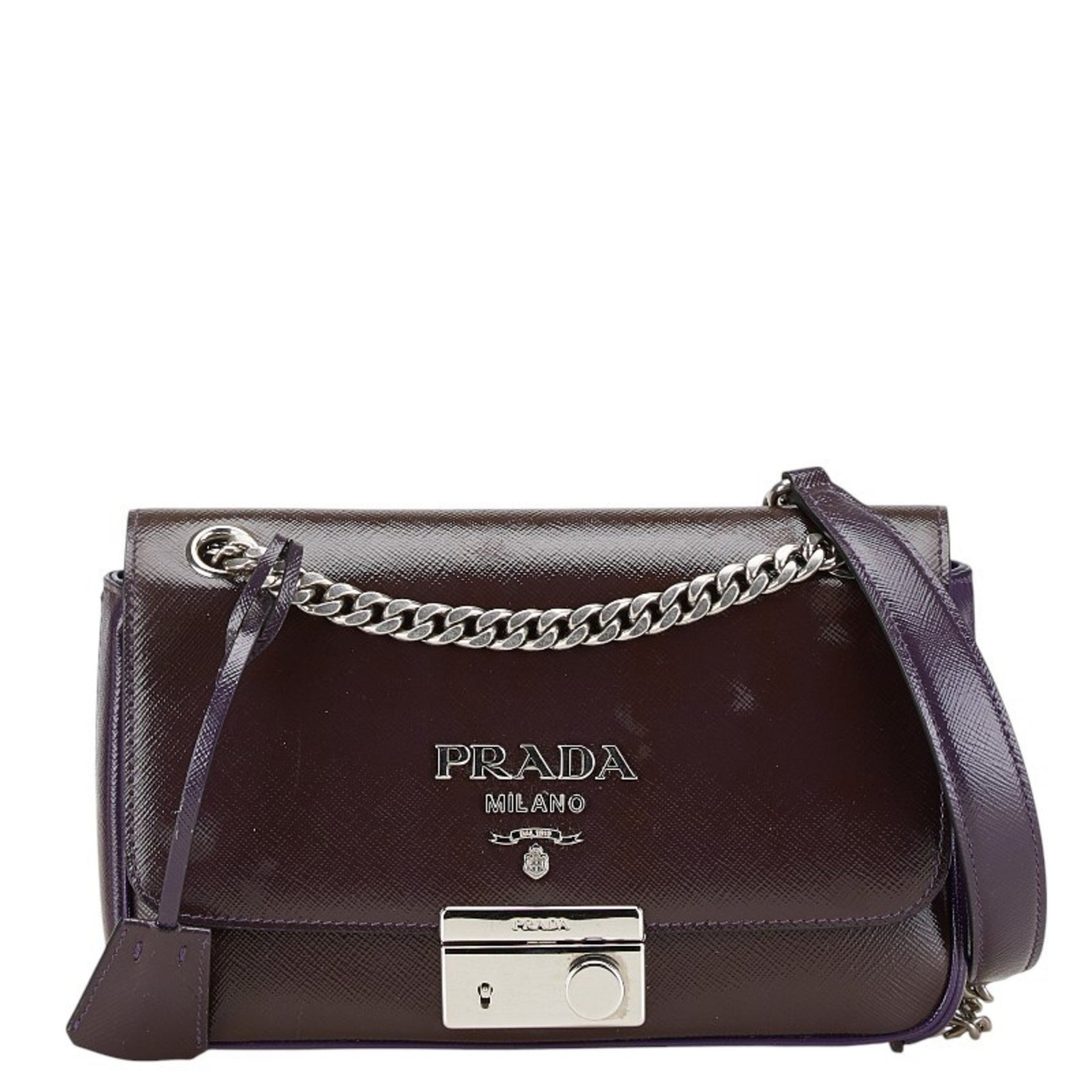 Prada Saffiano Chain Crossbody Shoulder Bag Enamel