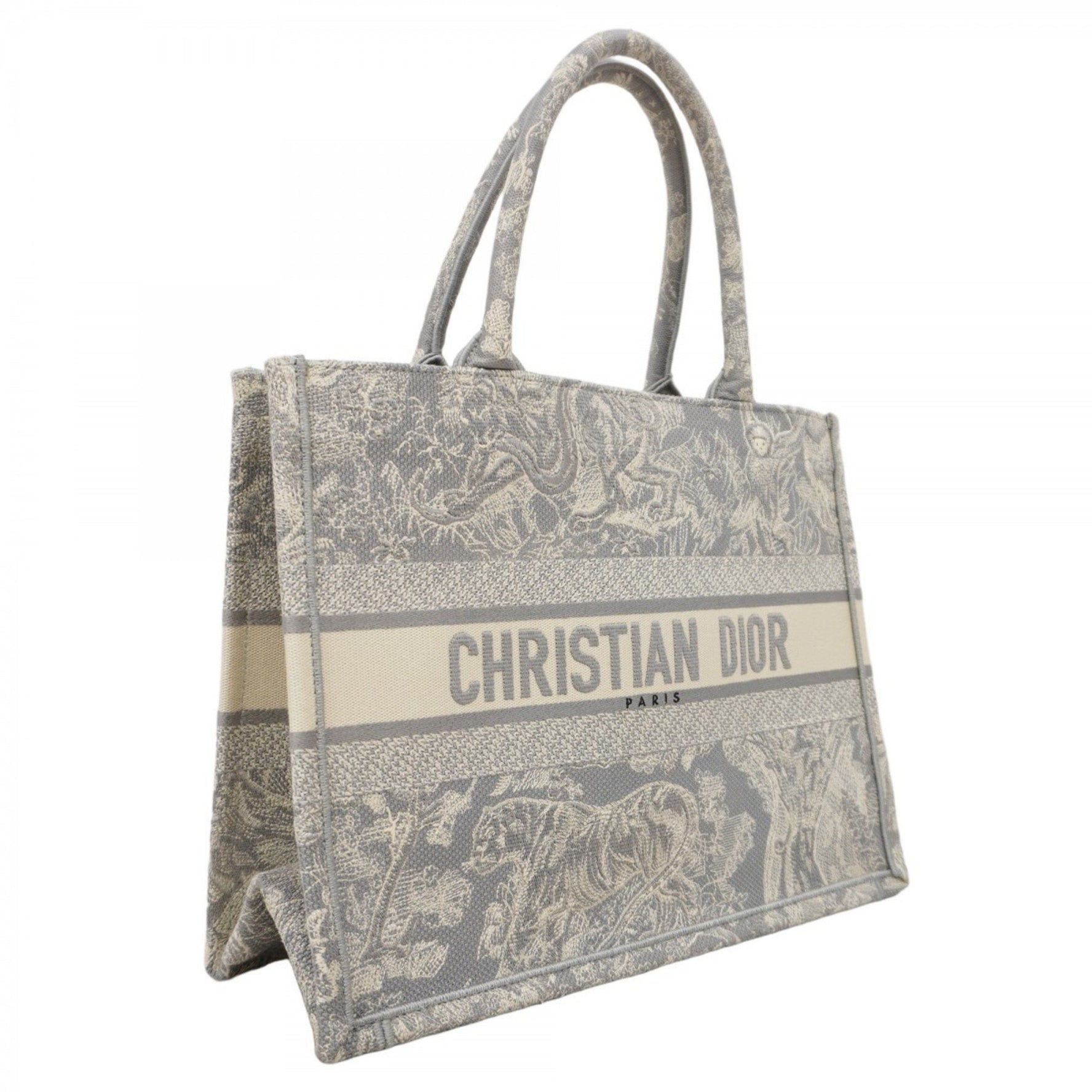 Christian Dior Book Tote Canvas Bag, Gray, Women's