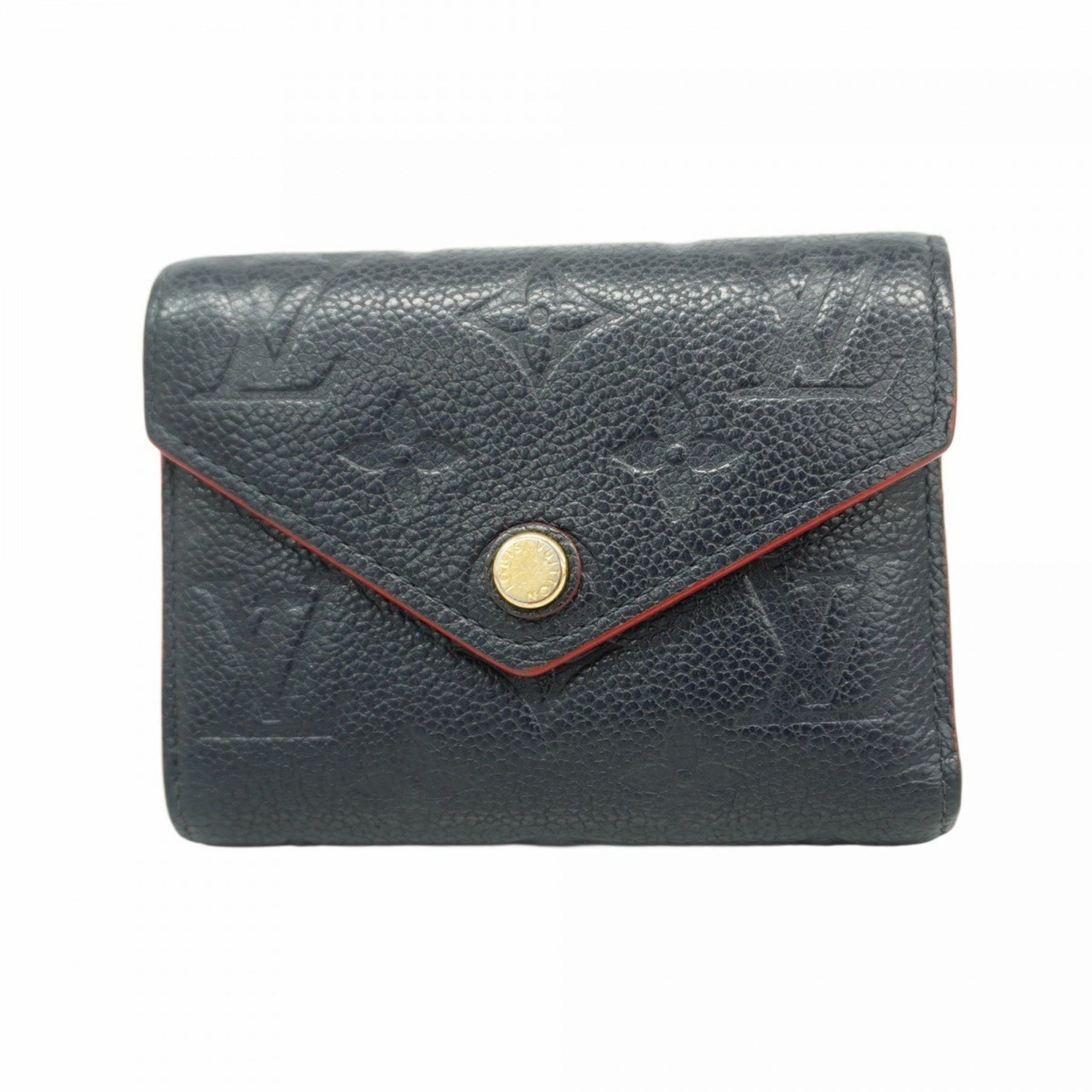 Louis Vuitton Monogram Empreinte Portefeuille Victorine Tri-fold Wallet Marine Rouge