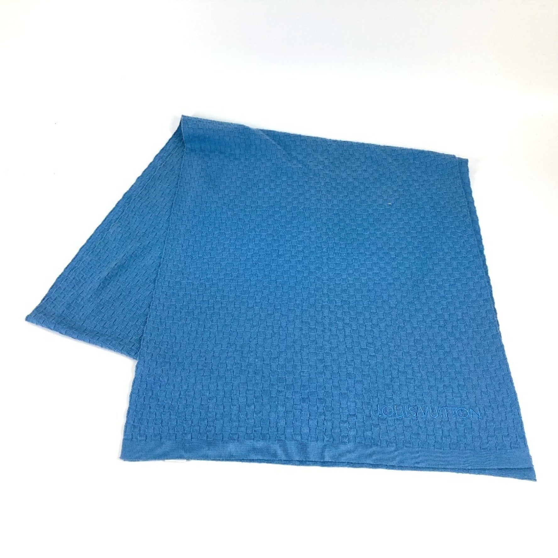 LOUIS VUITTON M75595 Micro Damier Scarf Cashmere/Cotton Men's Blue
