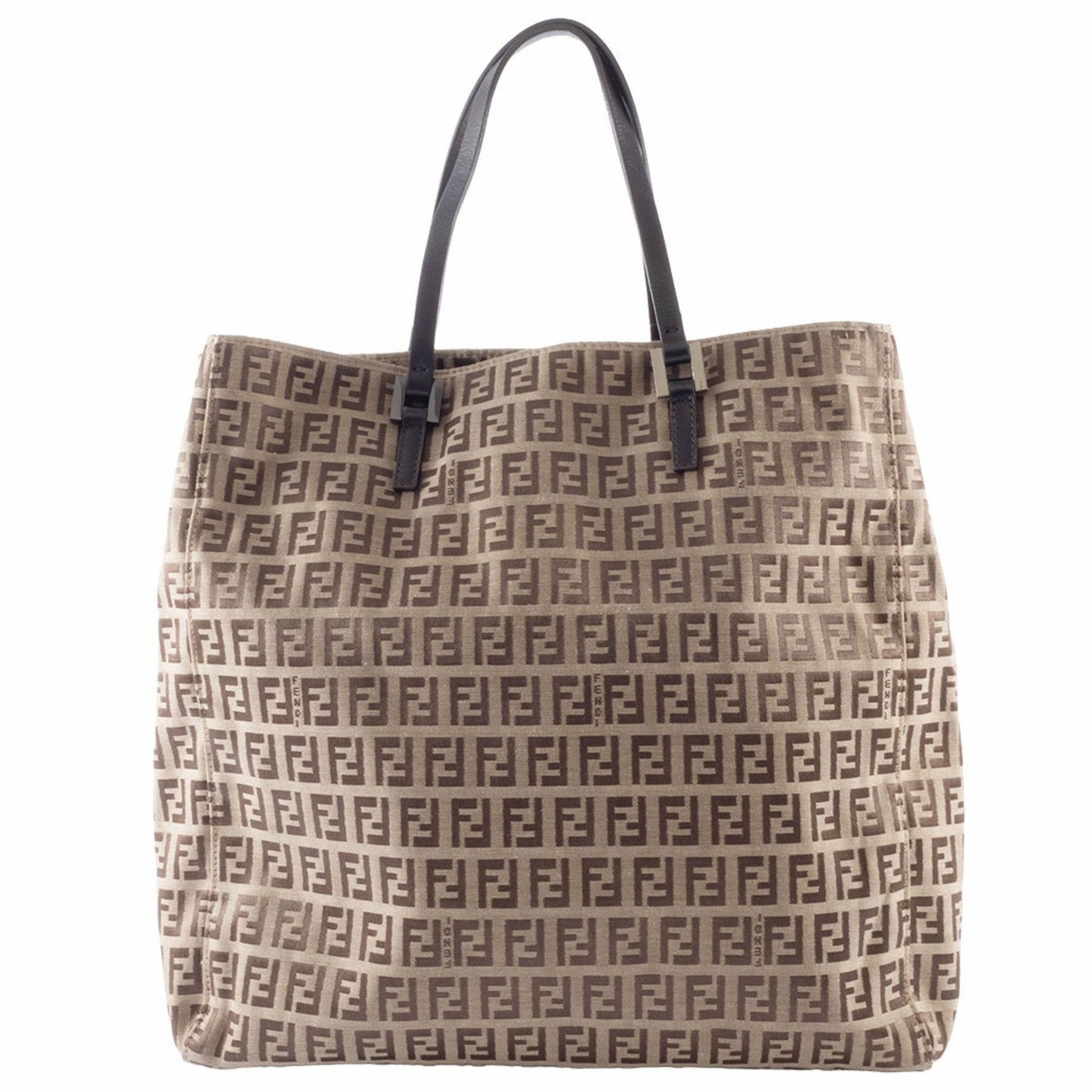 Fendi Zucca Tote Bag Canvas/Leather Handbag Zucchino