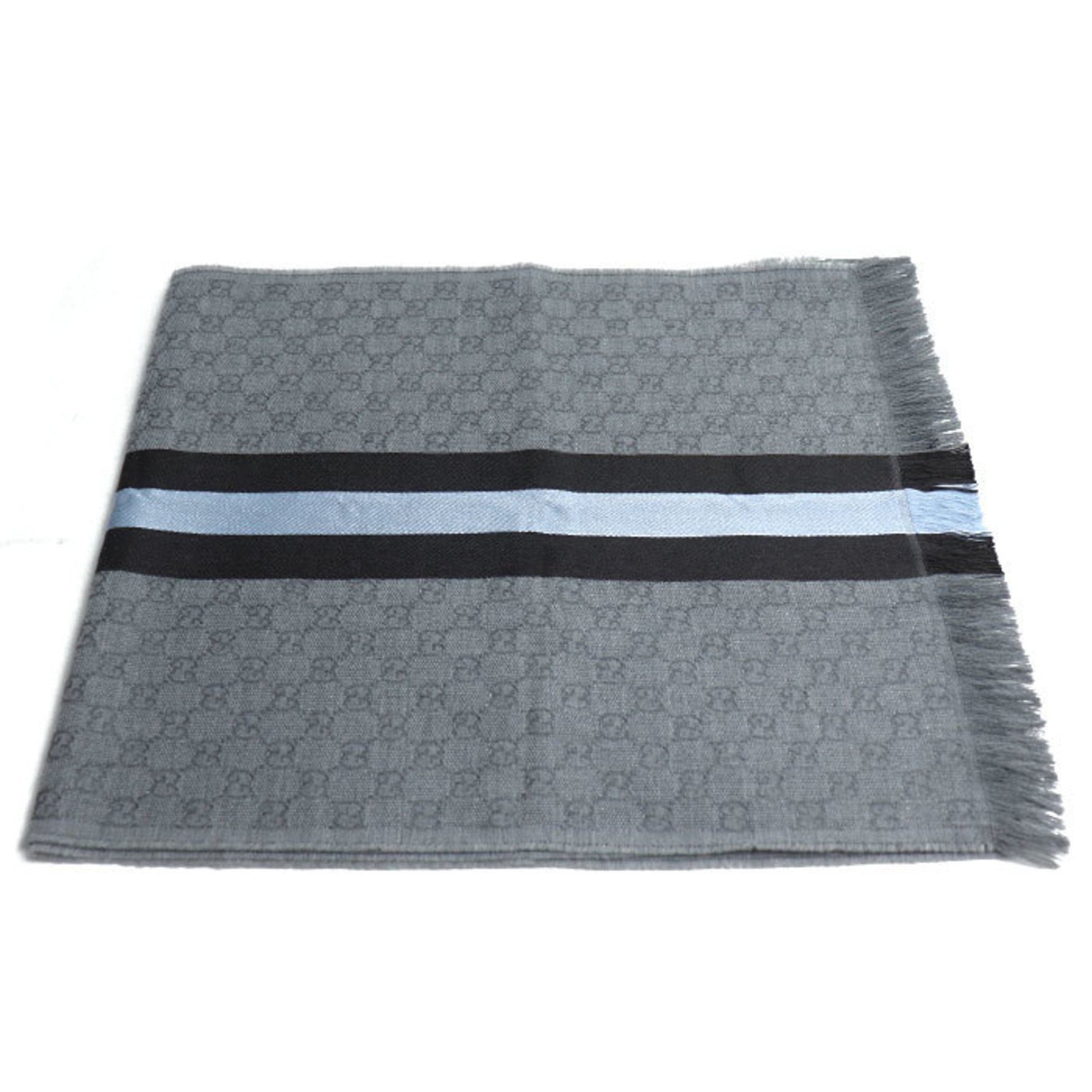 GUCCI Gucci Sherry Line Scarf Gray/Brown/Sky Blue 4G704 1469 Unisex