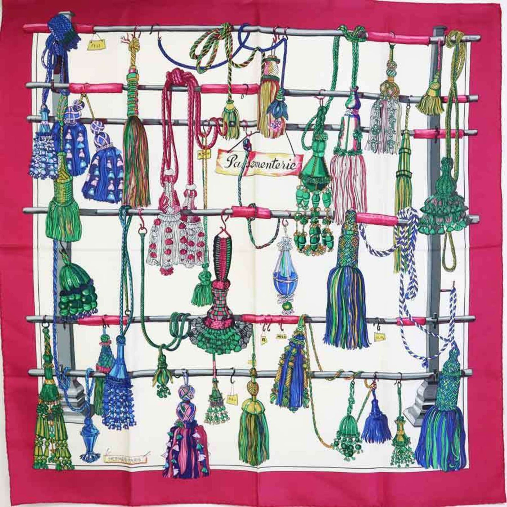 Hermes Scarf/Muffler Carre 90 Silk Magenta Multicolor