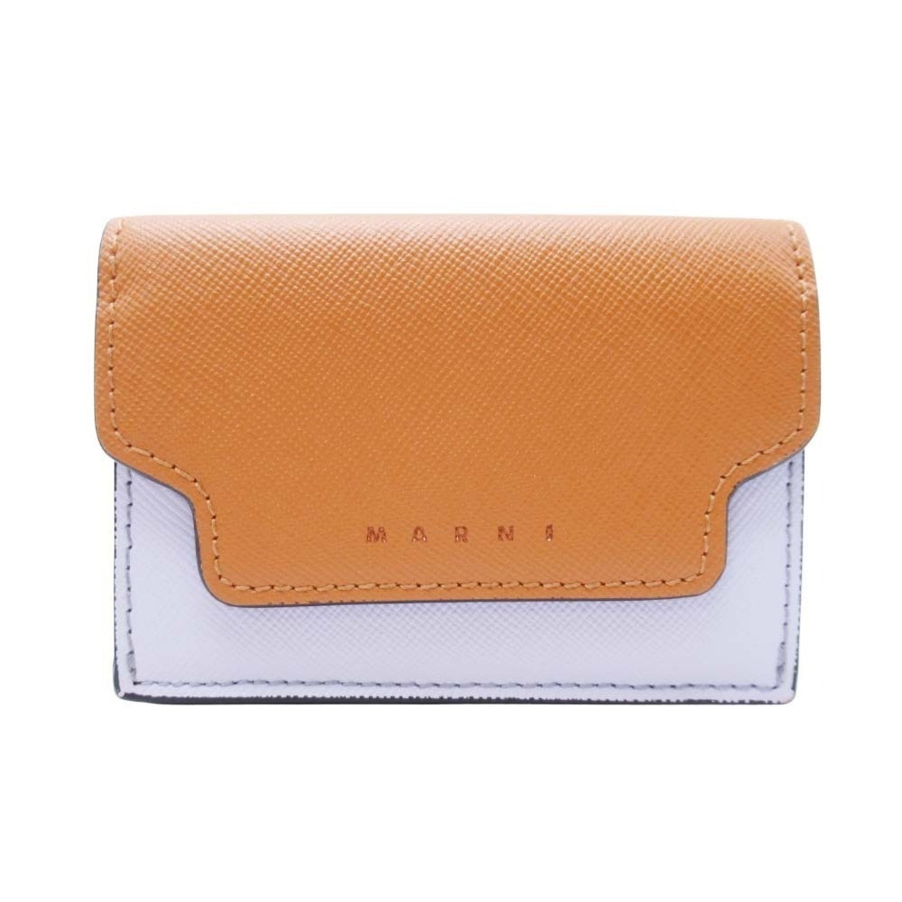 MARNI TRUNK Tri-fold Wallet, Compact Saffiano Leather, with Coin Purse, Lilac