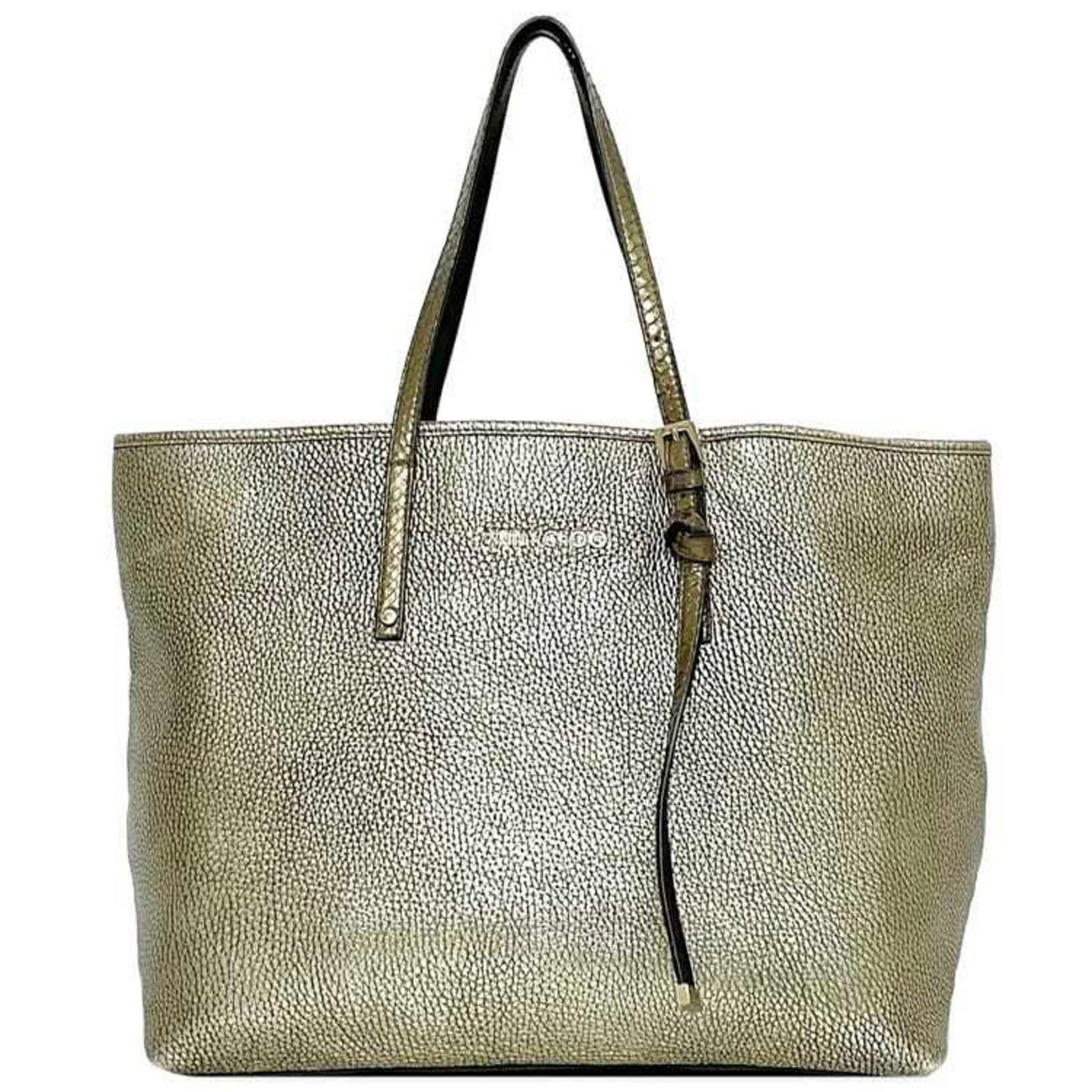 Jimmy Choo Tote Bag Gold Brown Leather Genuine