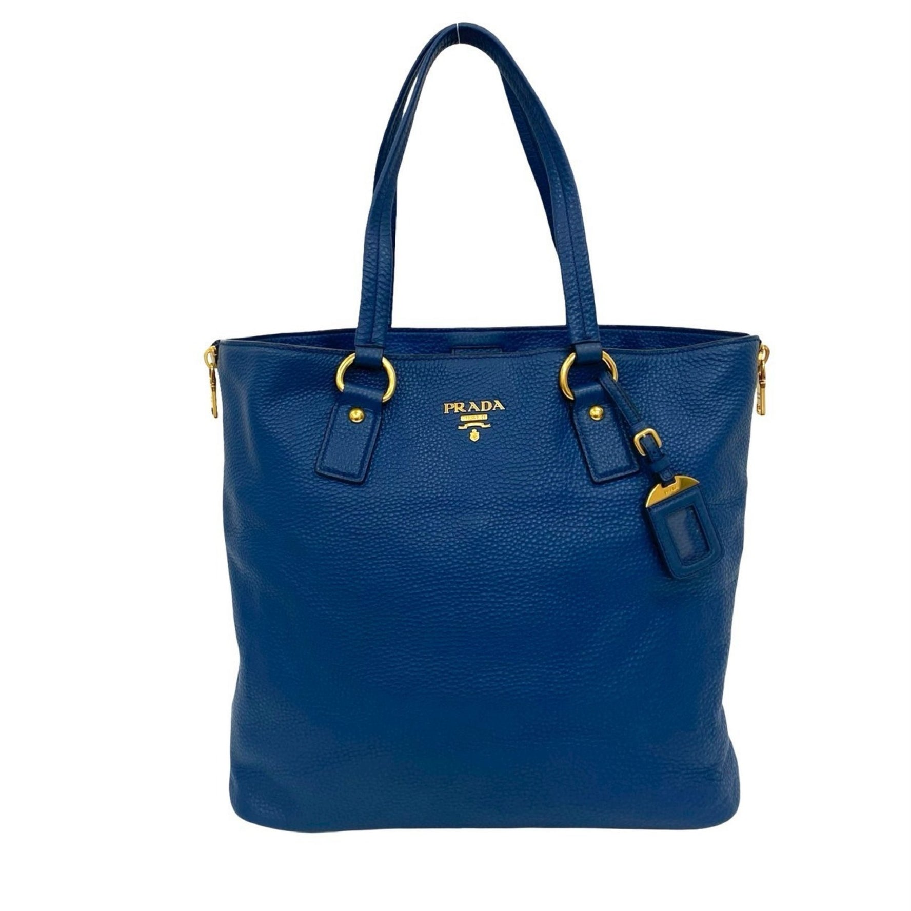 PRADA logo gold hardware leather tote bag, semi-shoulder handbag, business