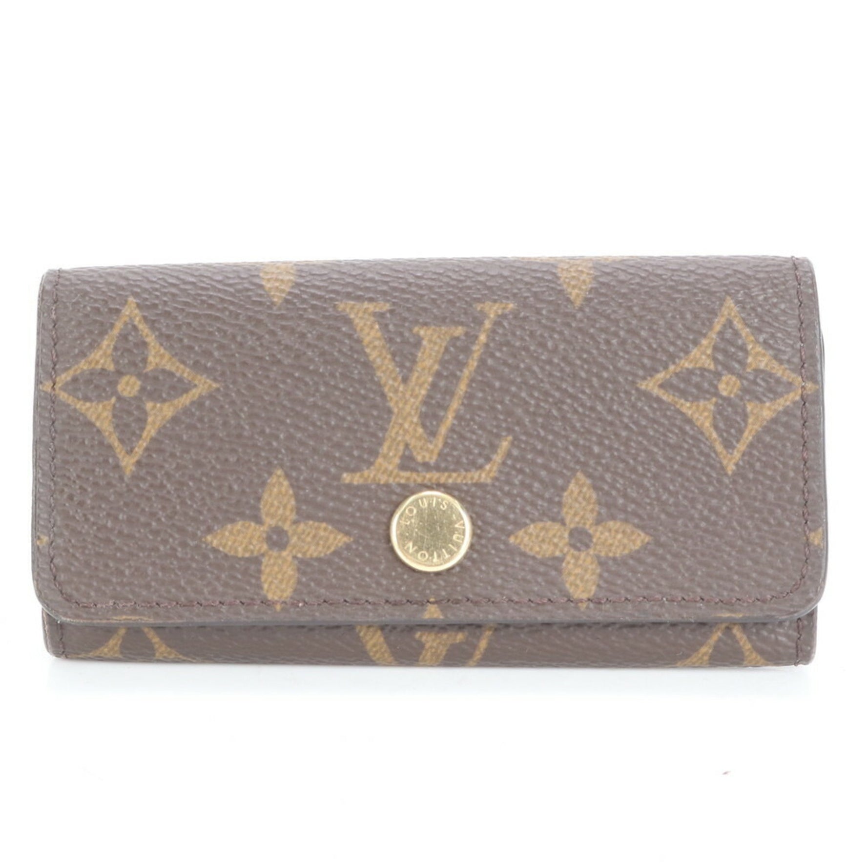 Louis Vuitton RFID Monogram Multicle 4 M82923 Leather Key Case with Rings, Brown, Women's