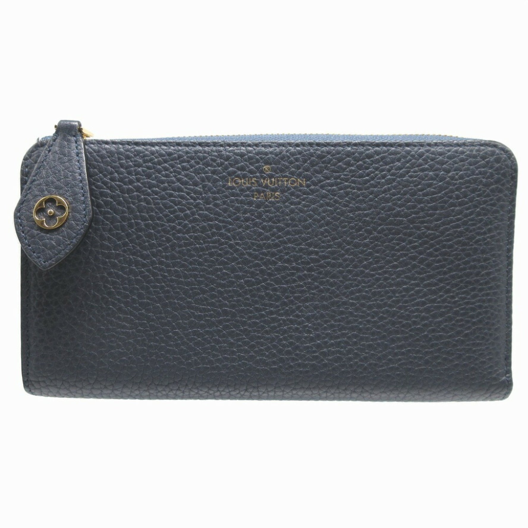 Louis Vuitton Portefeuille Comet Taurillon Leather Blue Marine Navy L-shaped Long Wallet VUITTON