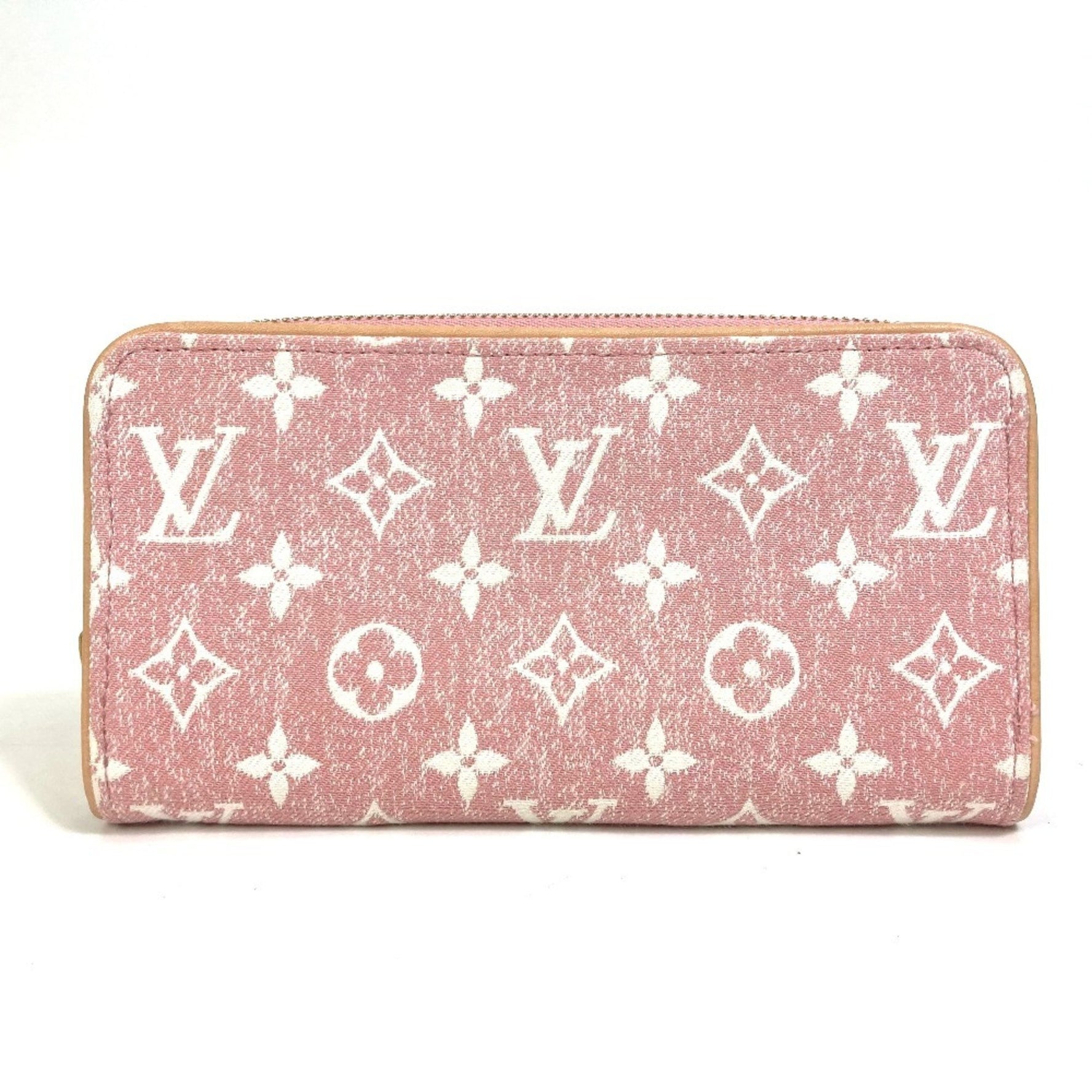 LOUIS VUITTON M81182 Monogram Denim Zippy Wallet, Round Zipper Long Denim, Women's, Pink