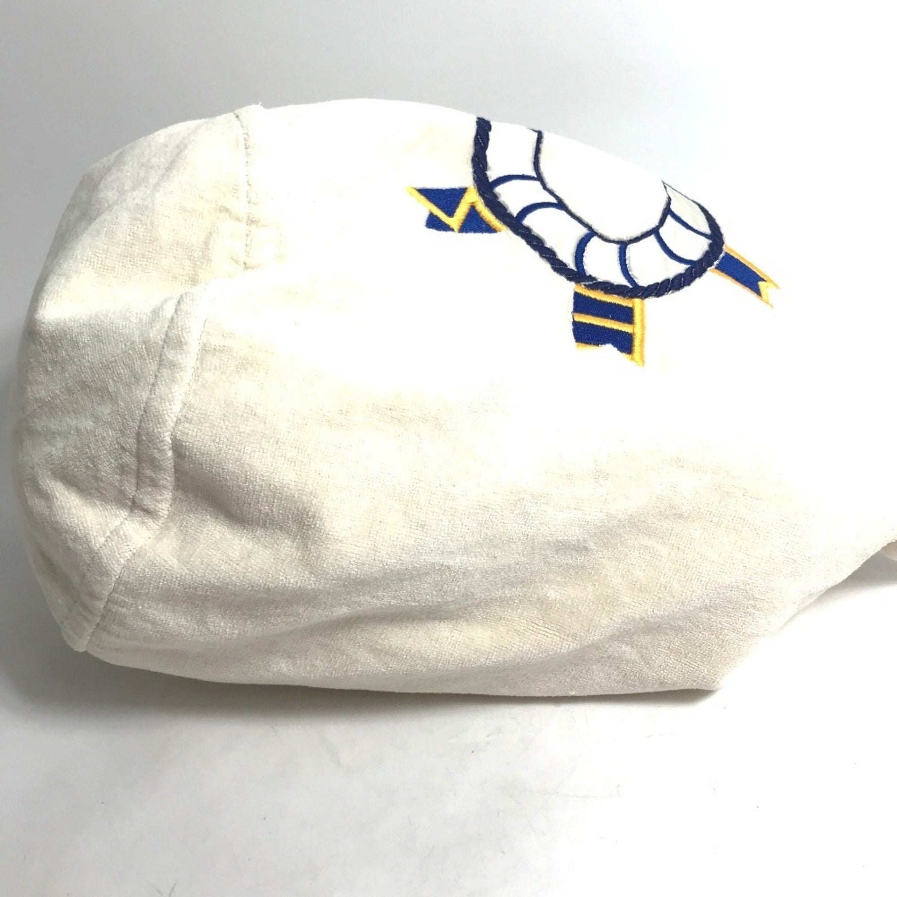 HERMES Marine Print Drawstring Pile Shoulder Bag, Cotton, White