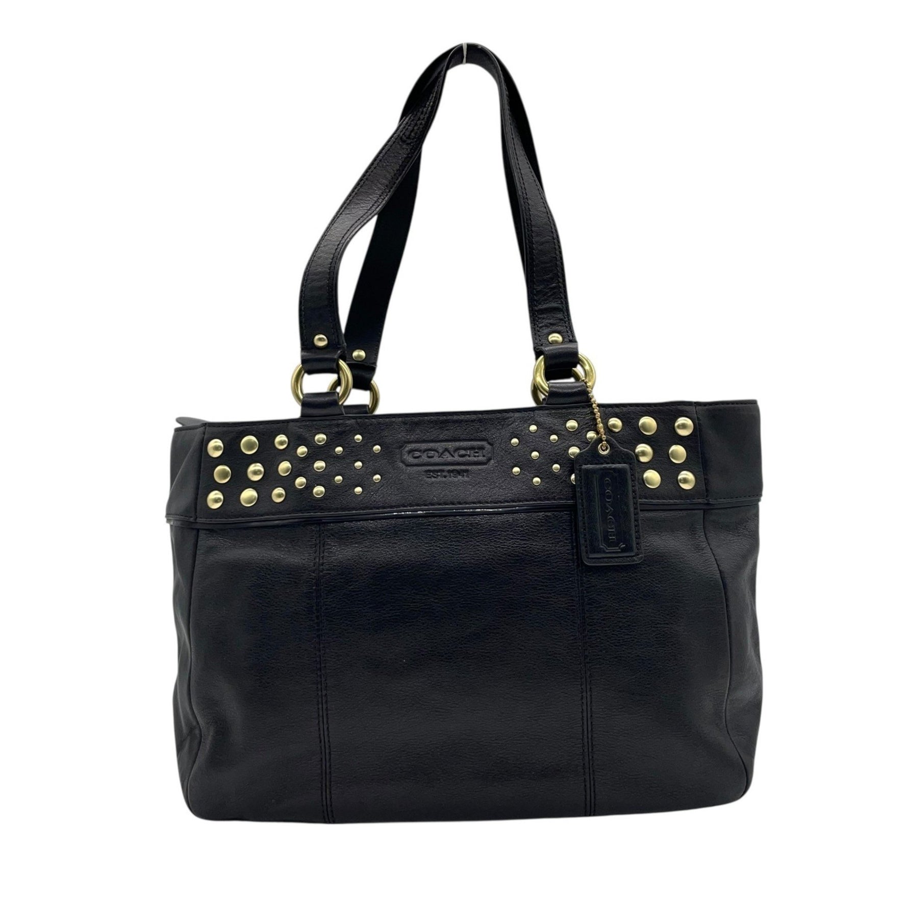 Coach East West Mini Tote Handbag Leather with Gold Hardware and Studs